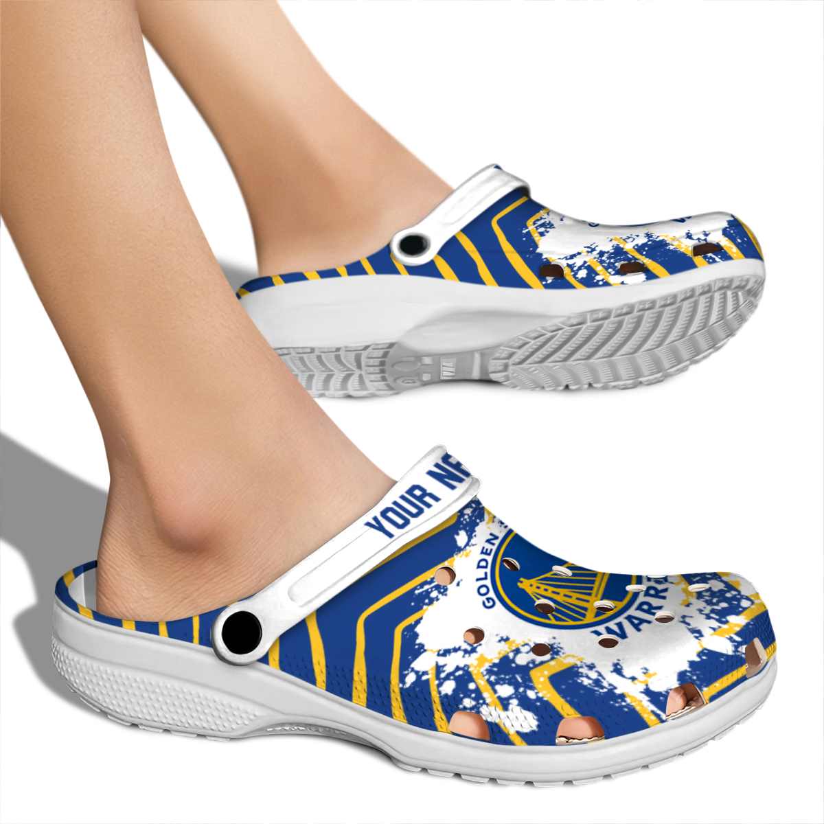 Merchidea Golden State Warriors NBA Sport Crocs Crocband Clogs Shoes Comfortable For Men Women and Kids