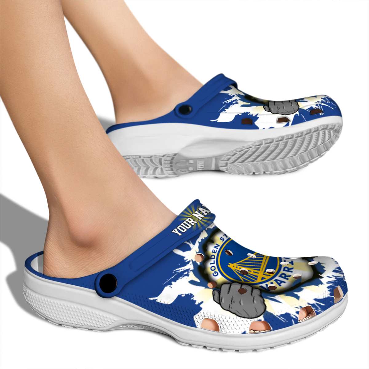Merchidea Golden State Warriors NBA Sport Crocs Crocband Clogs Shoes Comfortable For Men Women and Kids