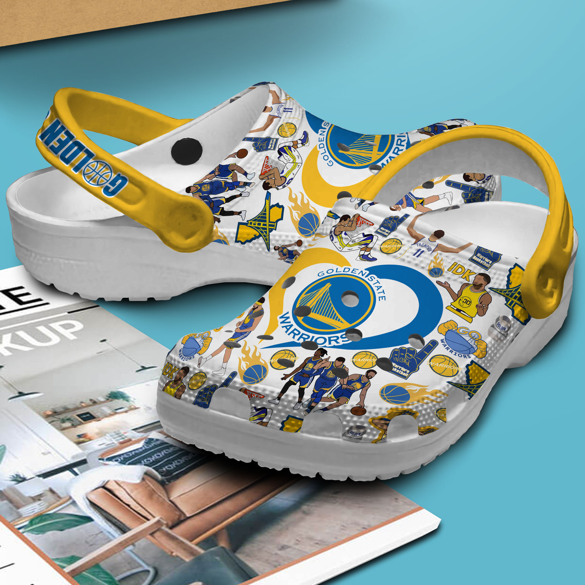 Merchidea Golden State Warriors NBA Sport Crocs Crocband Clogs Shoes Comfortable For Men Women and Kids