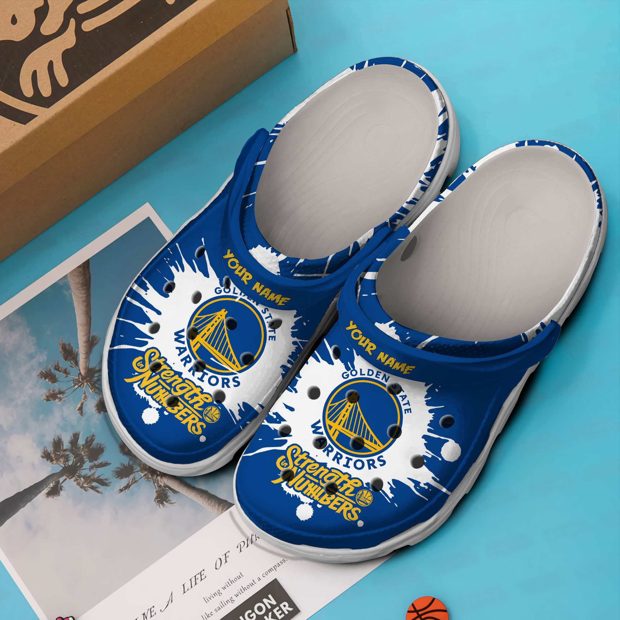 Merchidea Golden State Warriors NBA Sport Crocs Crocband Clogs Shoes Comfortable For Men Women and Kids