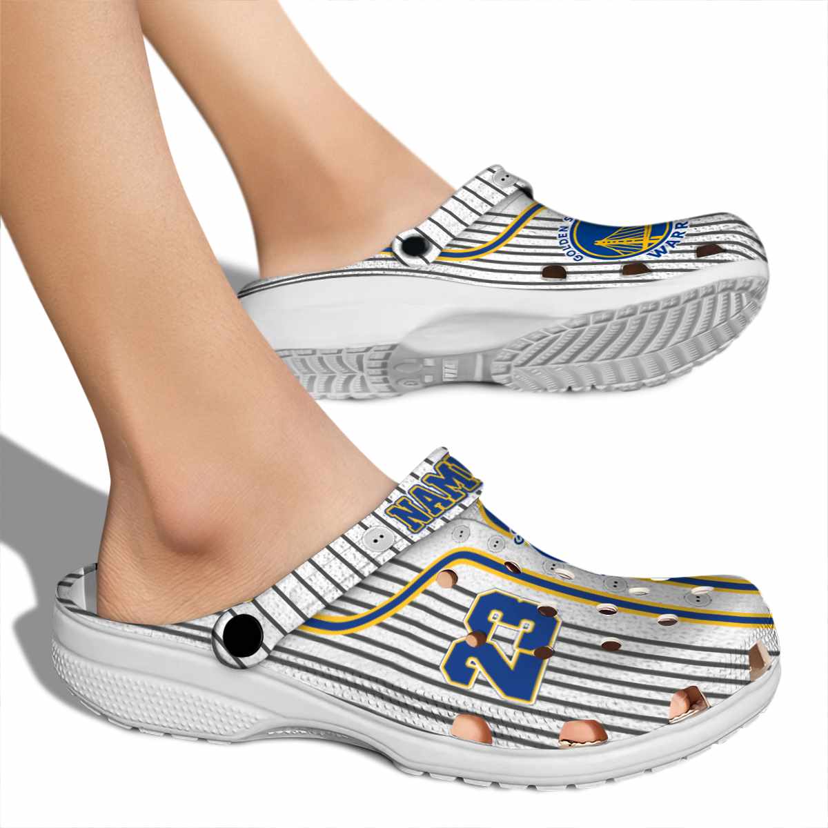 Merchidea Golden State Warriors NBA Sport Crocs Crocband Clogs Shoes Comfortable For Men Women and Kids