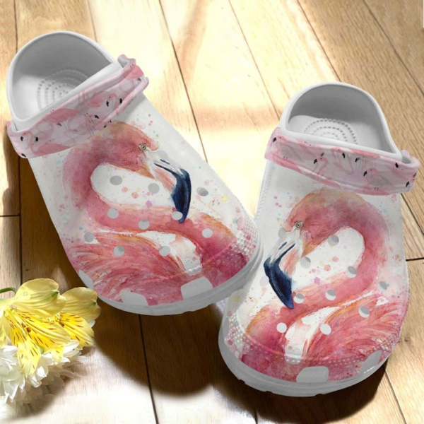 Merchidea Gorgeous Pink Flamingo Crocs Crocband Clogs Shoes Comfortable For Men Women and Kids