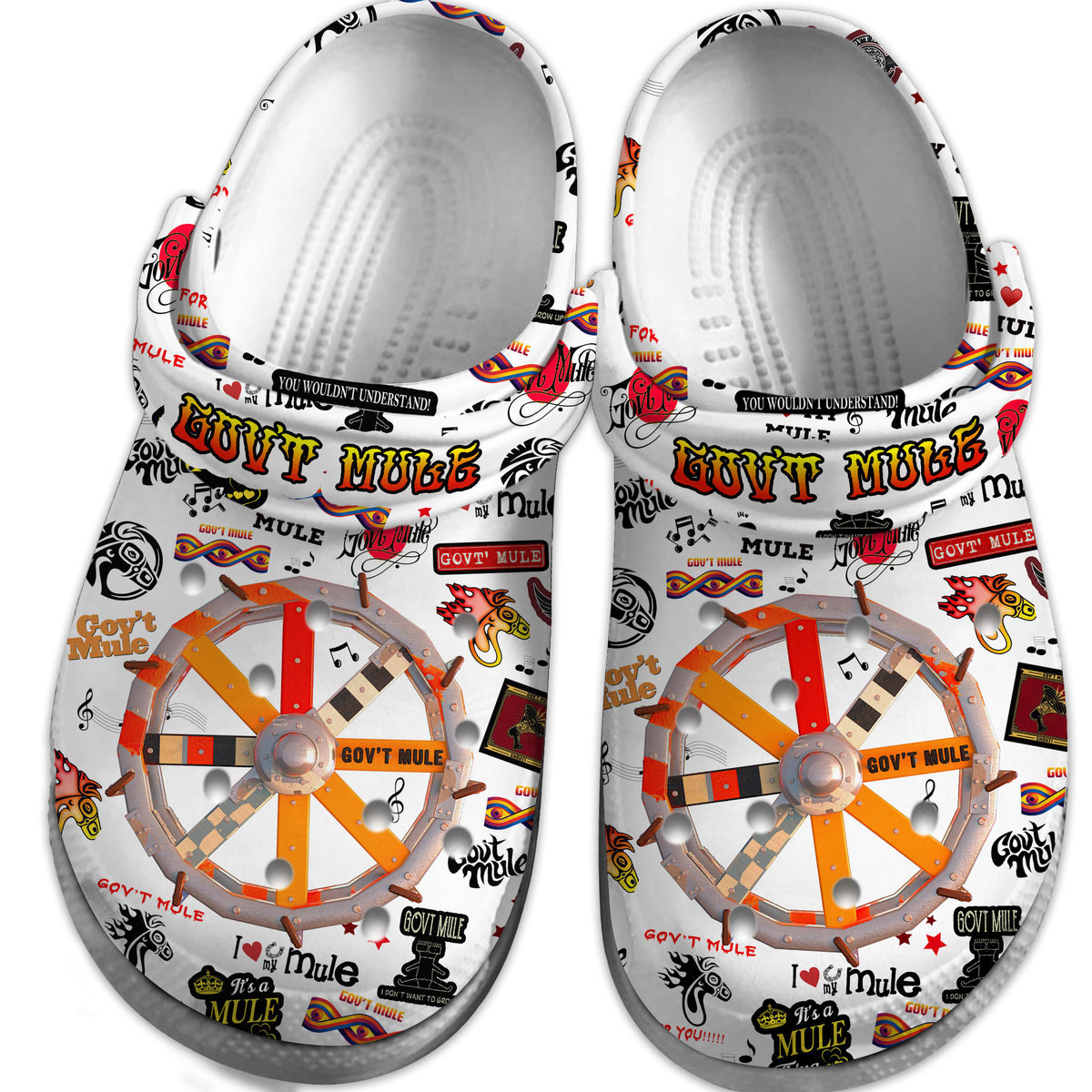 Merchidea Gov't Mule Music Crocs Crocband Clogs Shoes Comfortable For Men Women and Kids