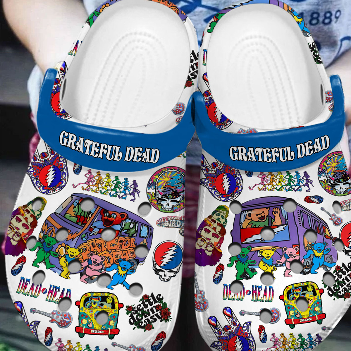 Merchidea Grateful Dead Music Crocs Crocband Clogs Shoes Comfortable For Men Women and Kids