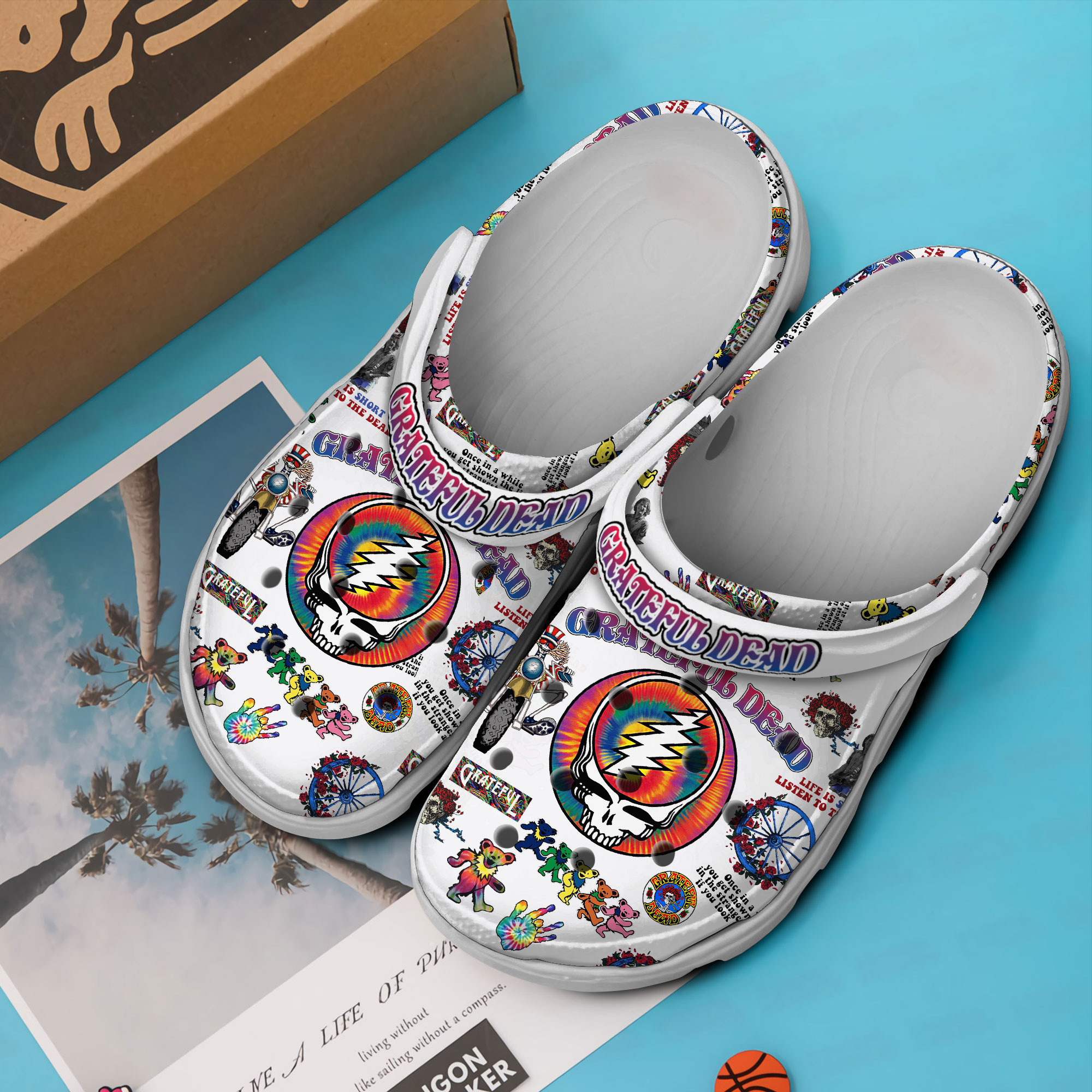 Merchidea Grateful Dead Music Crocs Crocband Clogs Shoes Comfortable For Men Women and Kids