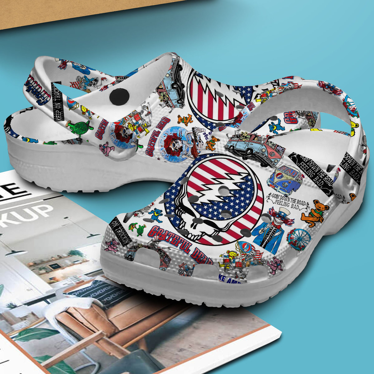 Merchidea Grateful Dead Music Crocs Crocband Clogs Shoes Comfortable For Men Women and Kids