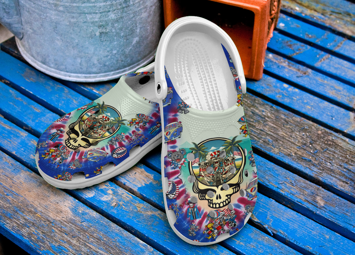 Merchidea Grateful Dead Music Crocs Crocband Clogs Shoes Comfortable For Men Women and Kids