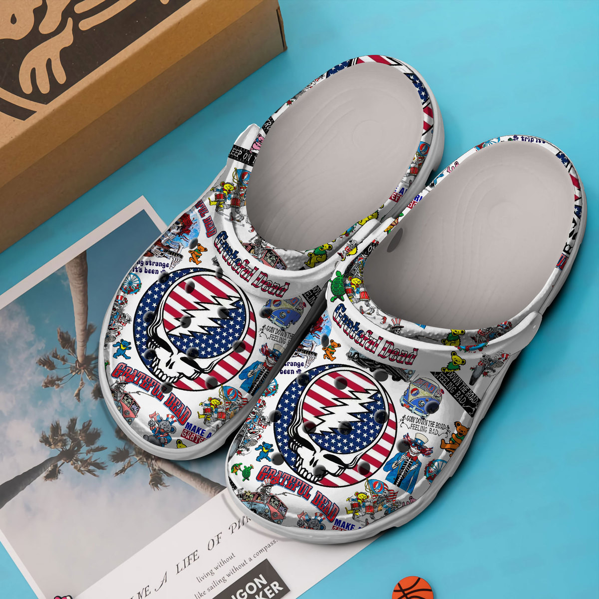Merchidea Grateful Dead Music Crocs Crocband Clogs Shoes Comfortable For Men Women and Kids