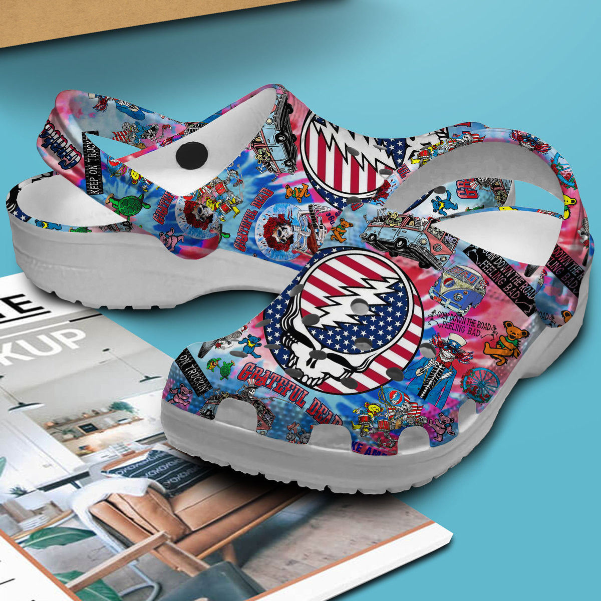 Merchidea Grateful Dead Music Crocs Crocband Clogs Shoes Comfortable For Men Women and Kids