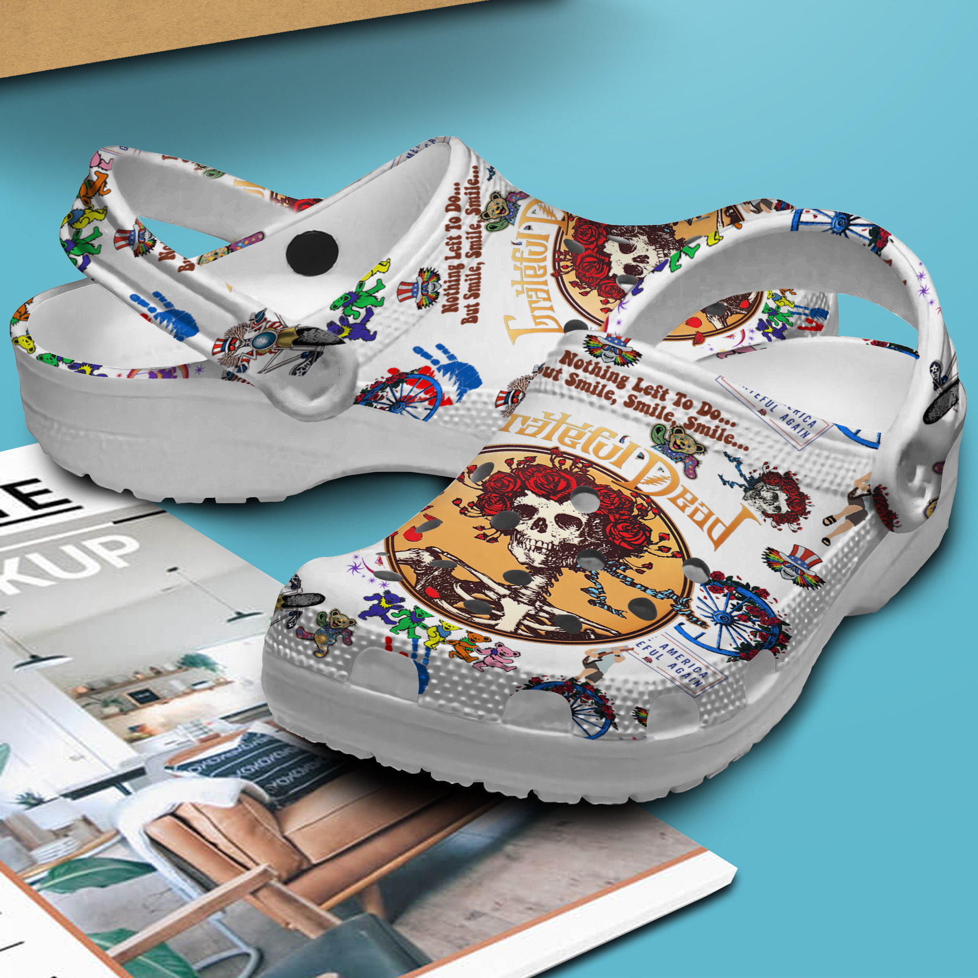 Merchidea Grateful Dead Music Crocs Crocband Clogs Shoes Comfortable For Men Women and Kids