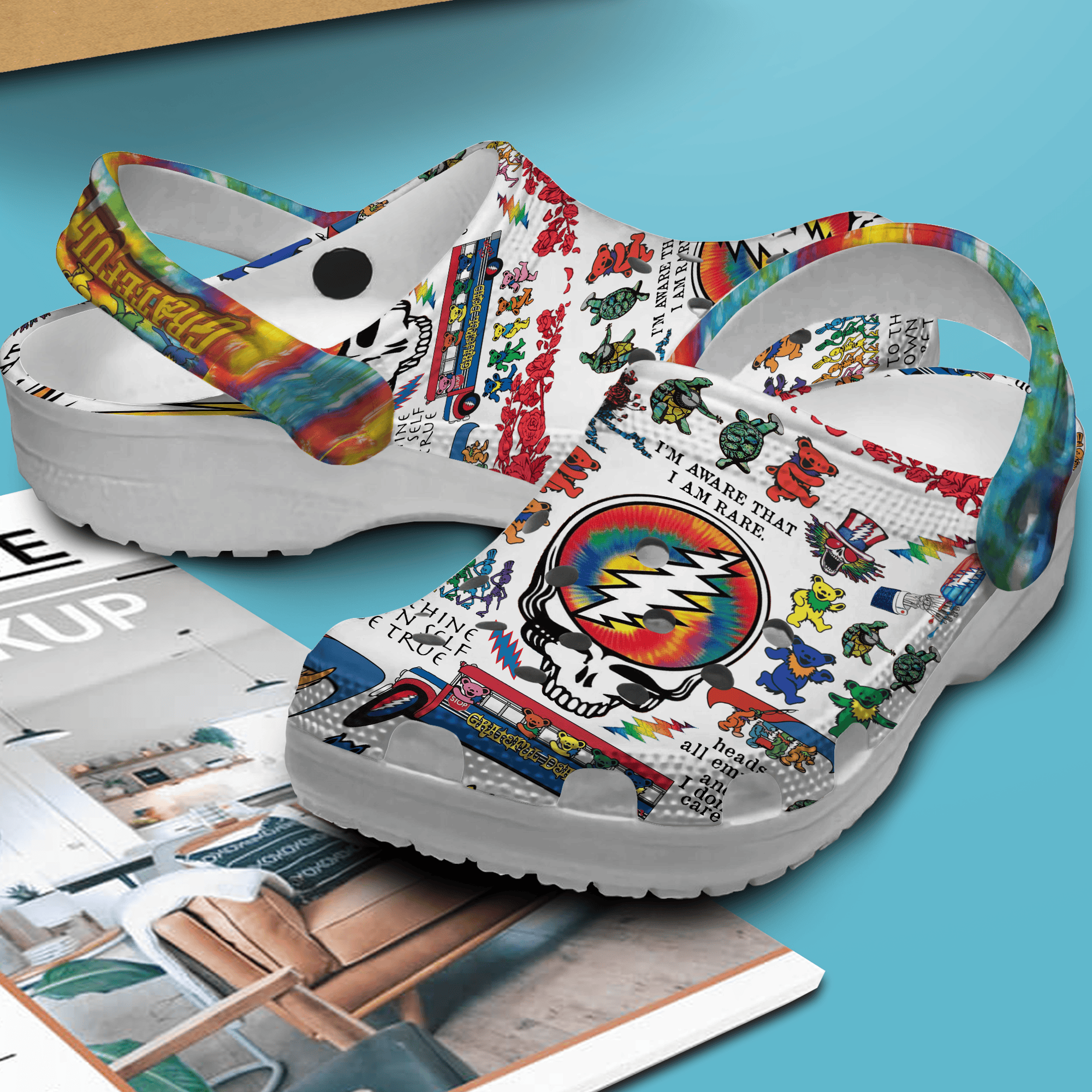 Merchidea Grateful Dead Music Crocs Crocband Clogs Shoes Comfortable For Men Women and Kids