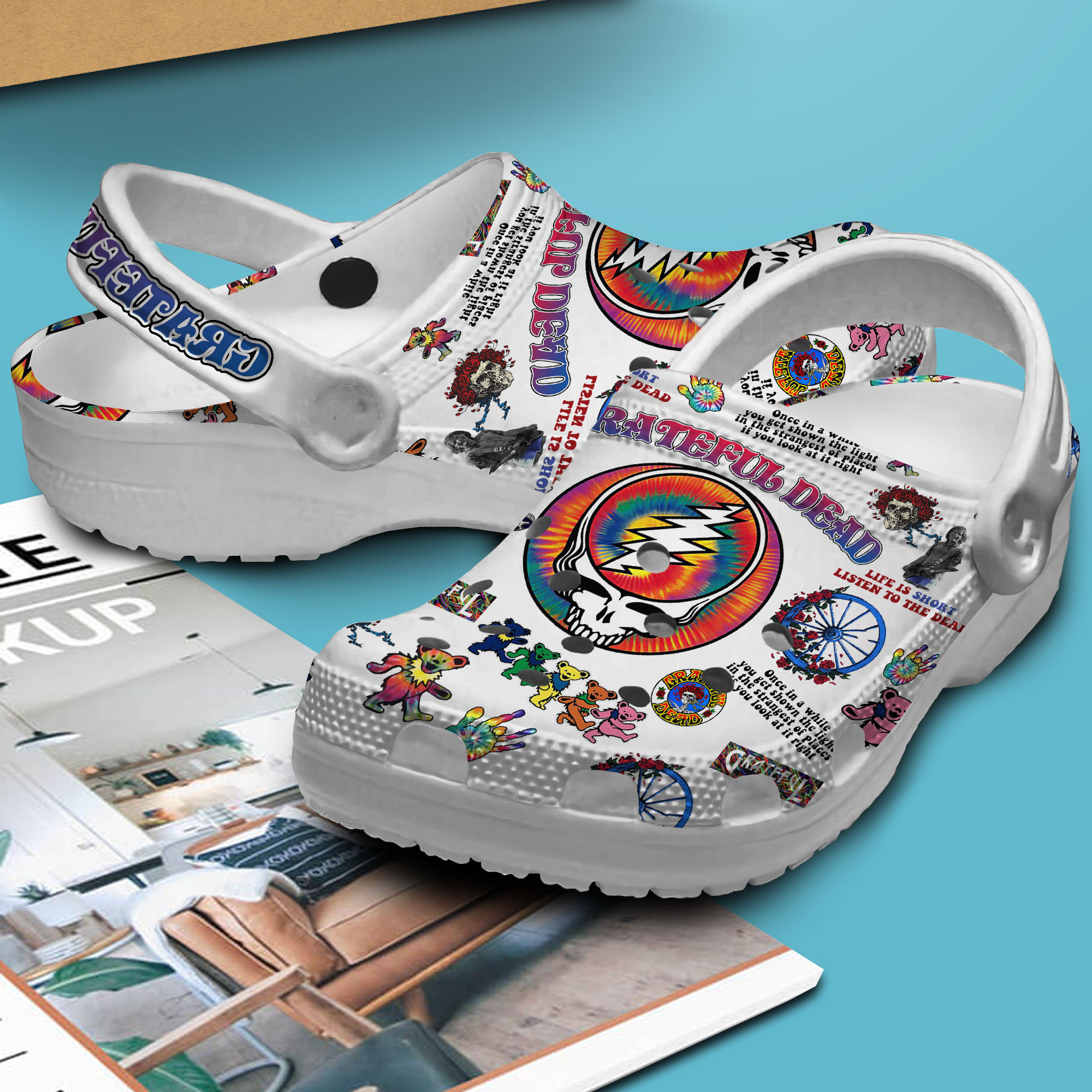 Merchidea Grateful Dead Music Crocs Crocband Clogs Shoes Comfortable For Men Women and Kids