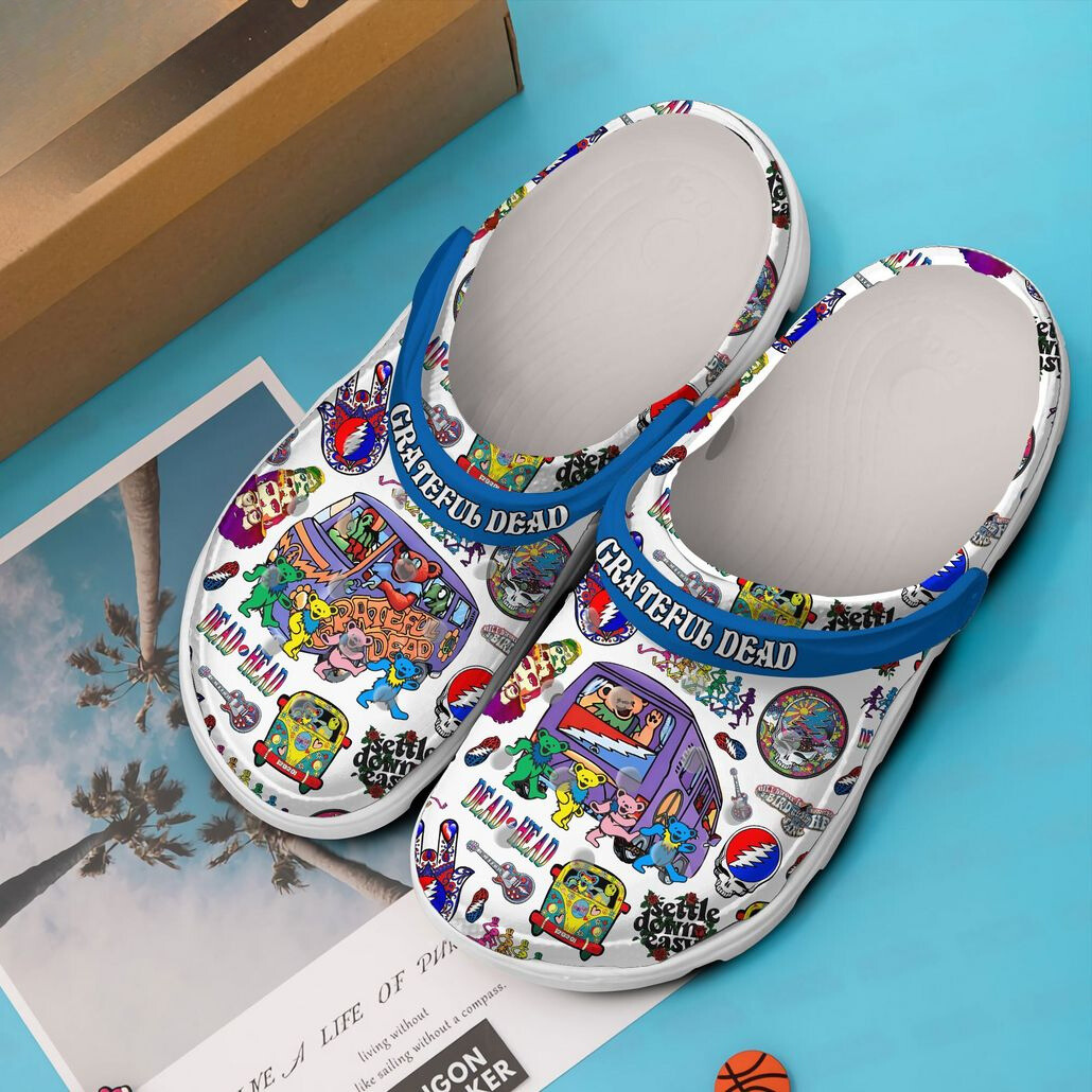 Merchidea Grateful Dead Music Crocs Crocband Clogs Shoes Comfortable For Men Women and Kids