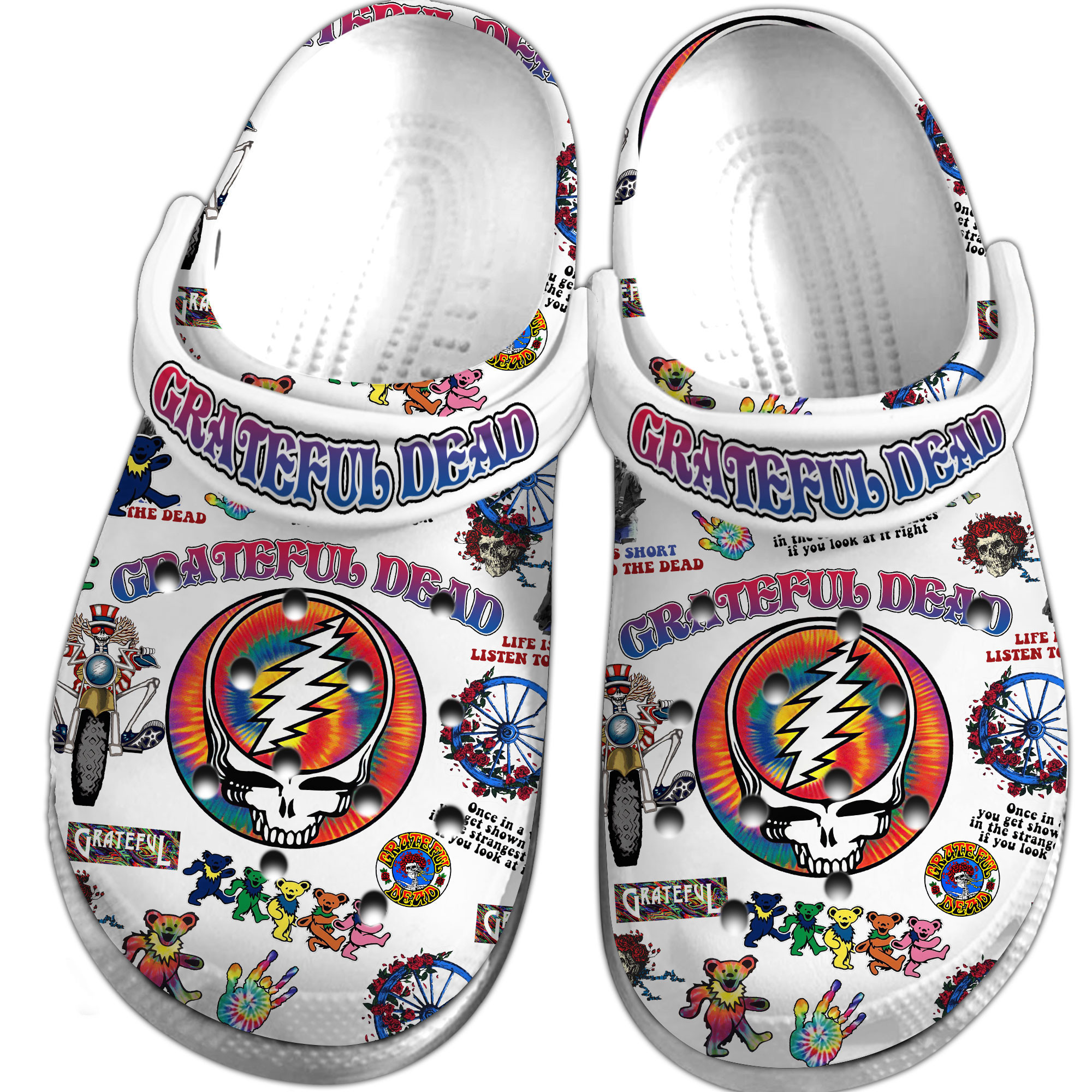 Merchidea Grateful Dead Music Crocs Crocband Clogs Shoes Comfortable For Men Women and Kids