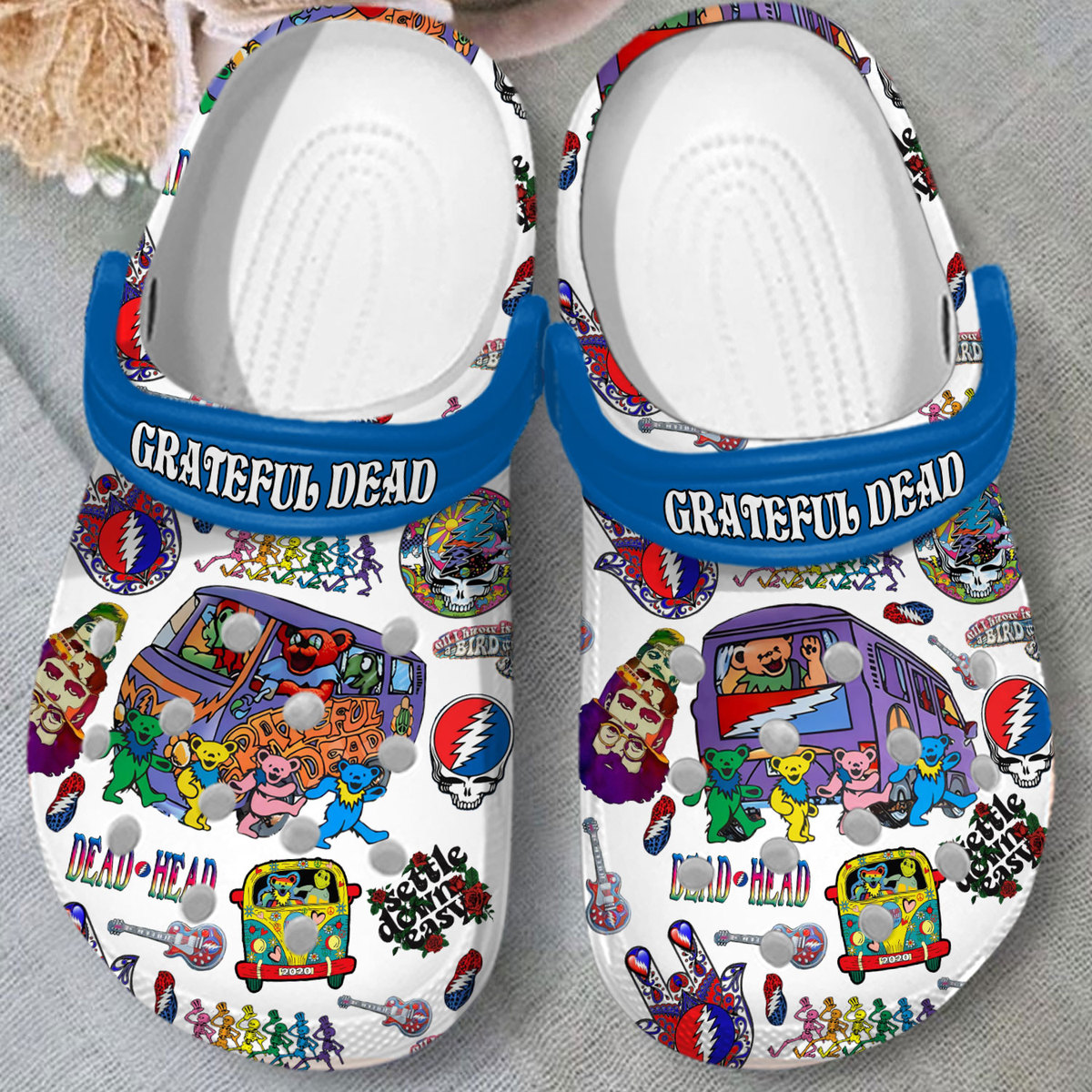 Merchidea Grateful Dead Music Crocs Crocband Clogs Shoes Comfortable For Men Women and Kids