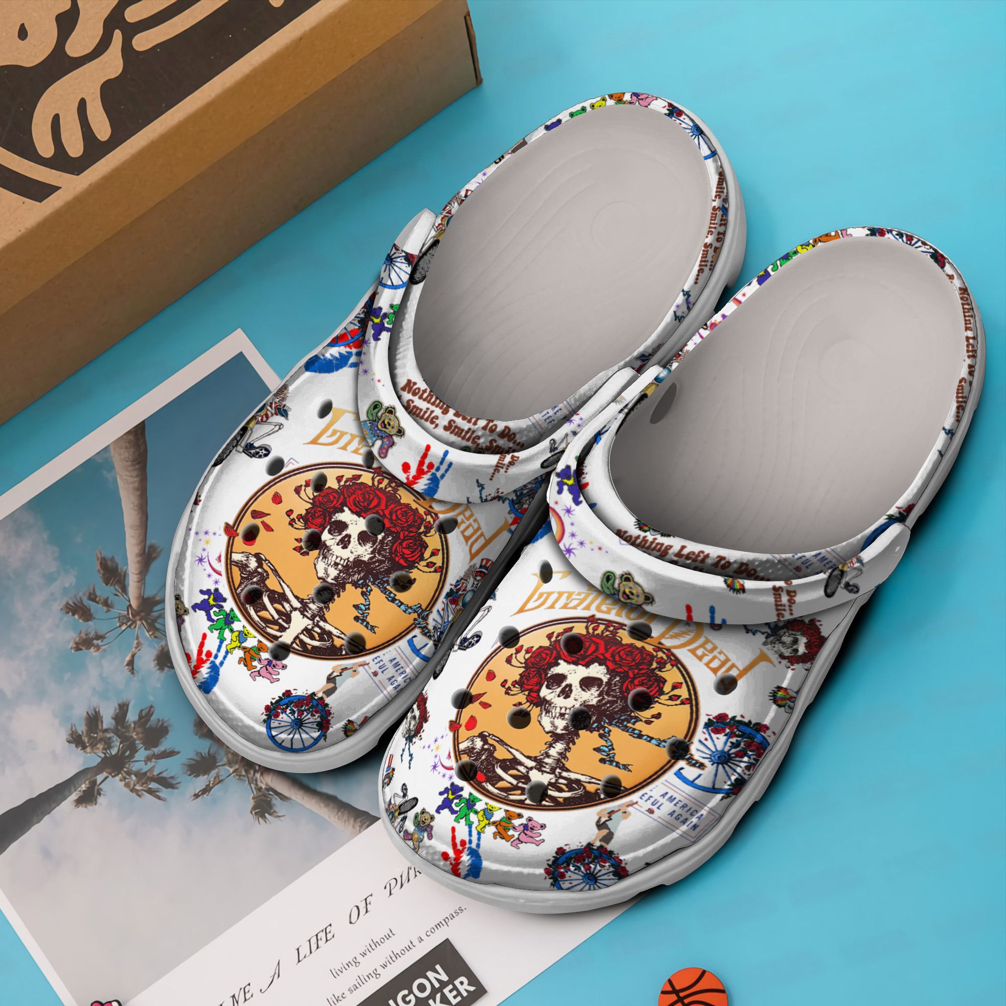 Merchidea Grateful Dead Music Crocs Crocband Clogs Shoes Comfortable For Men Women and Kids