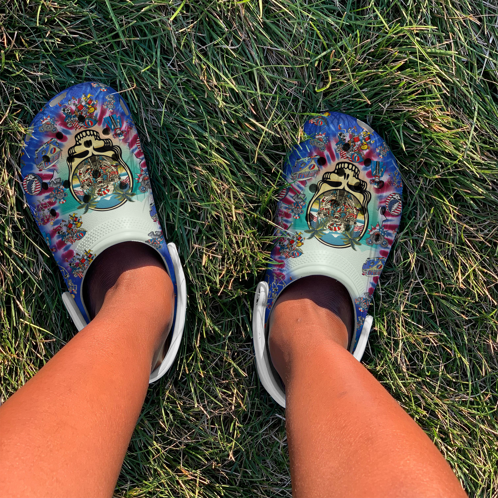 Merchidea Grateful Dead Music Crocs Crocband Clogs Shoes Comfortable For Men Women and Kids