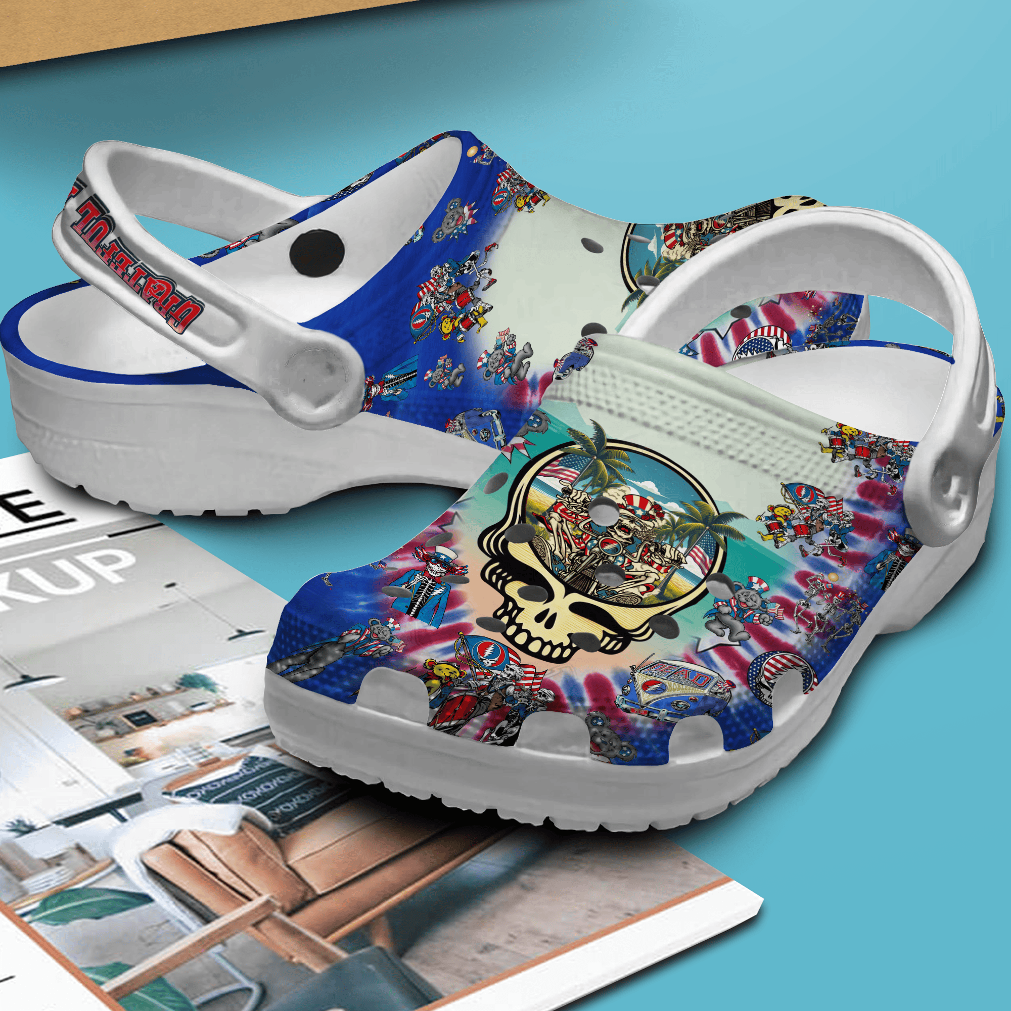 Merchidea Grateful Dead Music Crocs Crocband Clogs Shoes Comfortable For Men Women and Kids