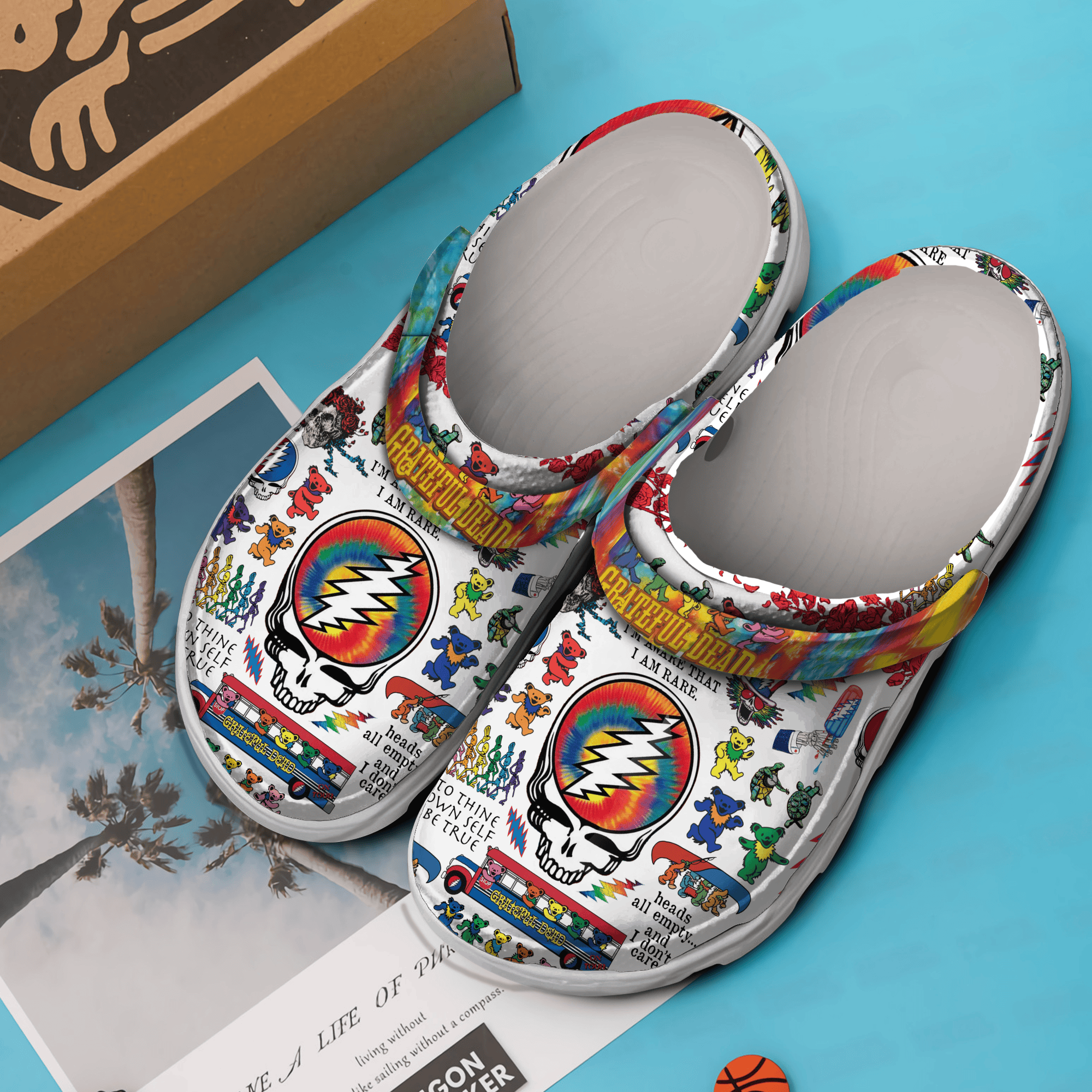 Merchidea Grateful Dead Music Crocs Crocband Clogs Shoes Comfortable For Men Women and Kids