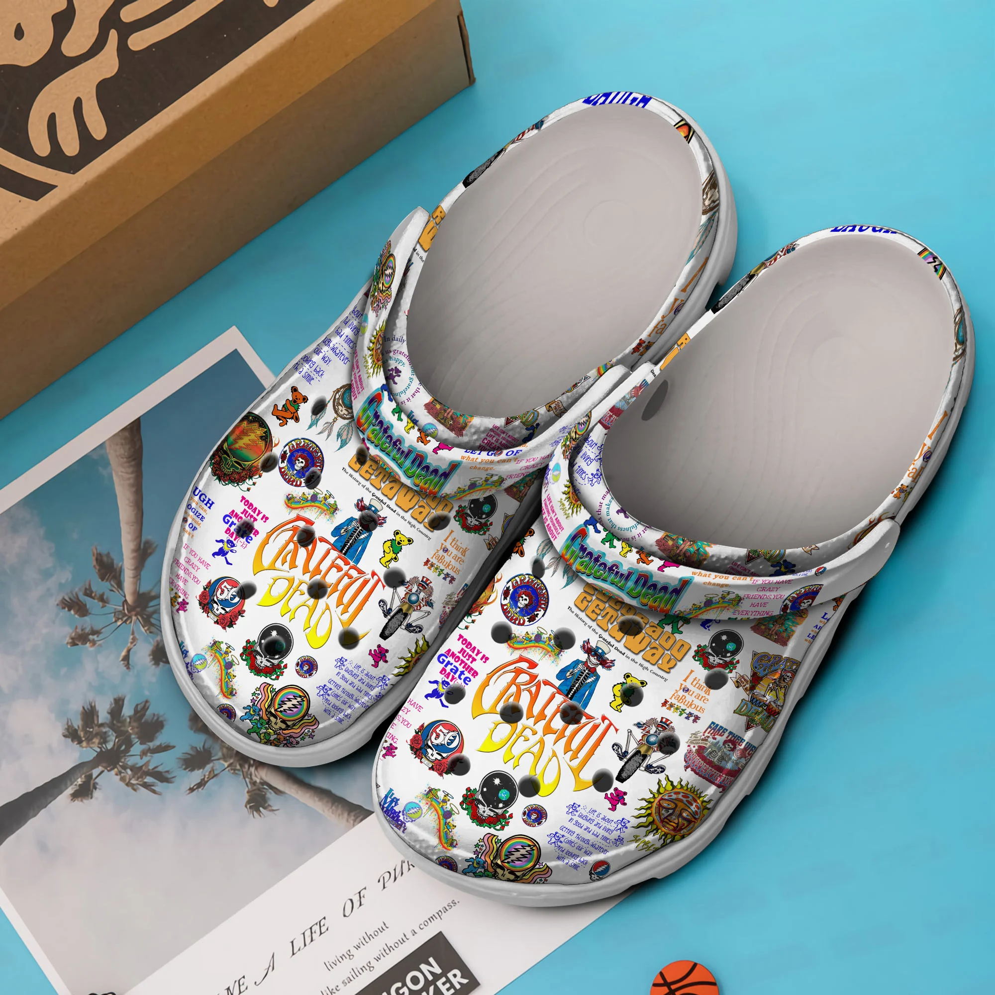 Merchidea Grateful Dead Music Crocs Crocband Clogs Shoes Comfortable For Men Women and Kids