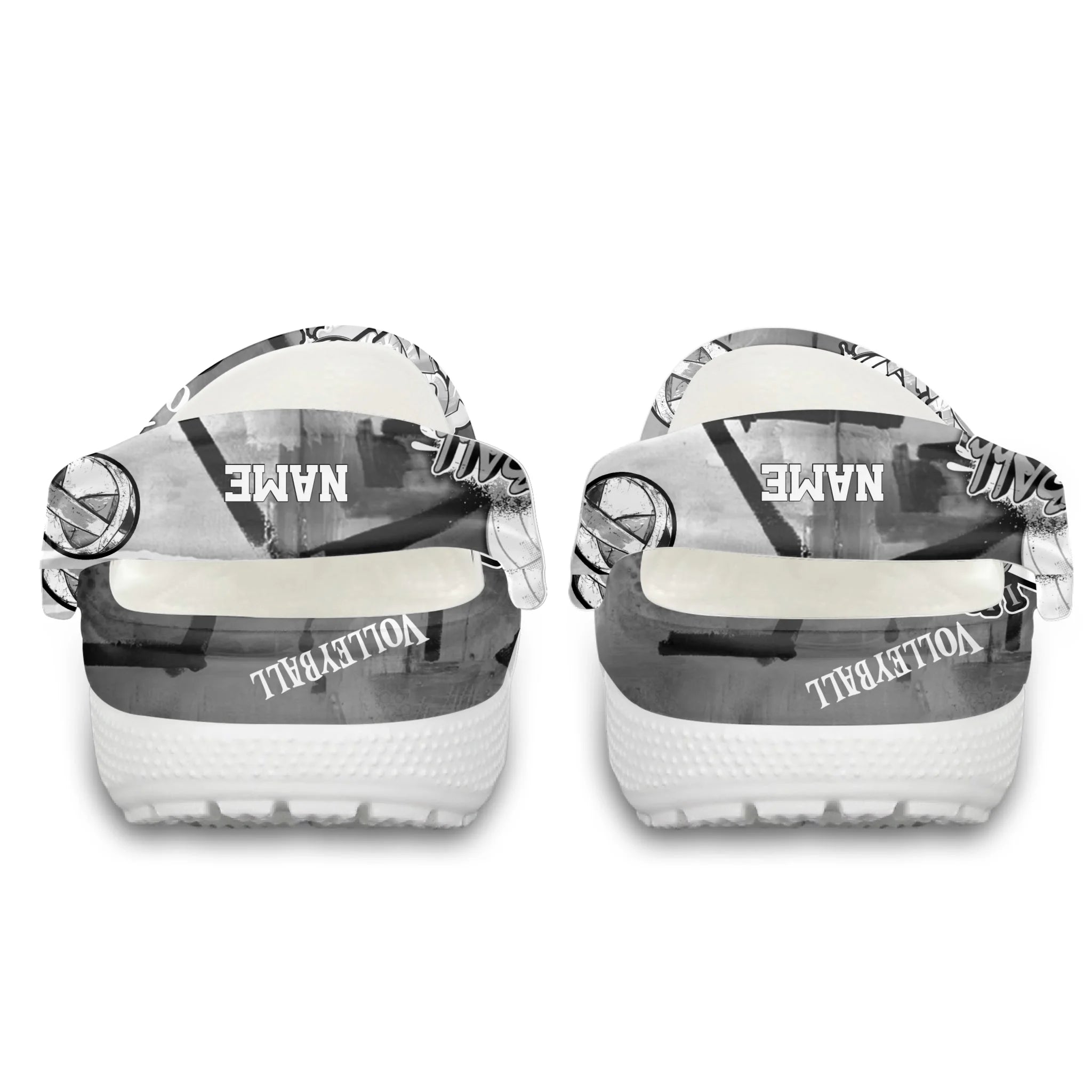 Merchidea Gray Graffiti Volleyball Sport Crocs Crocband Clogs Shoes Comfortable For Men Women and Kids