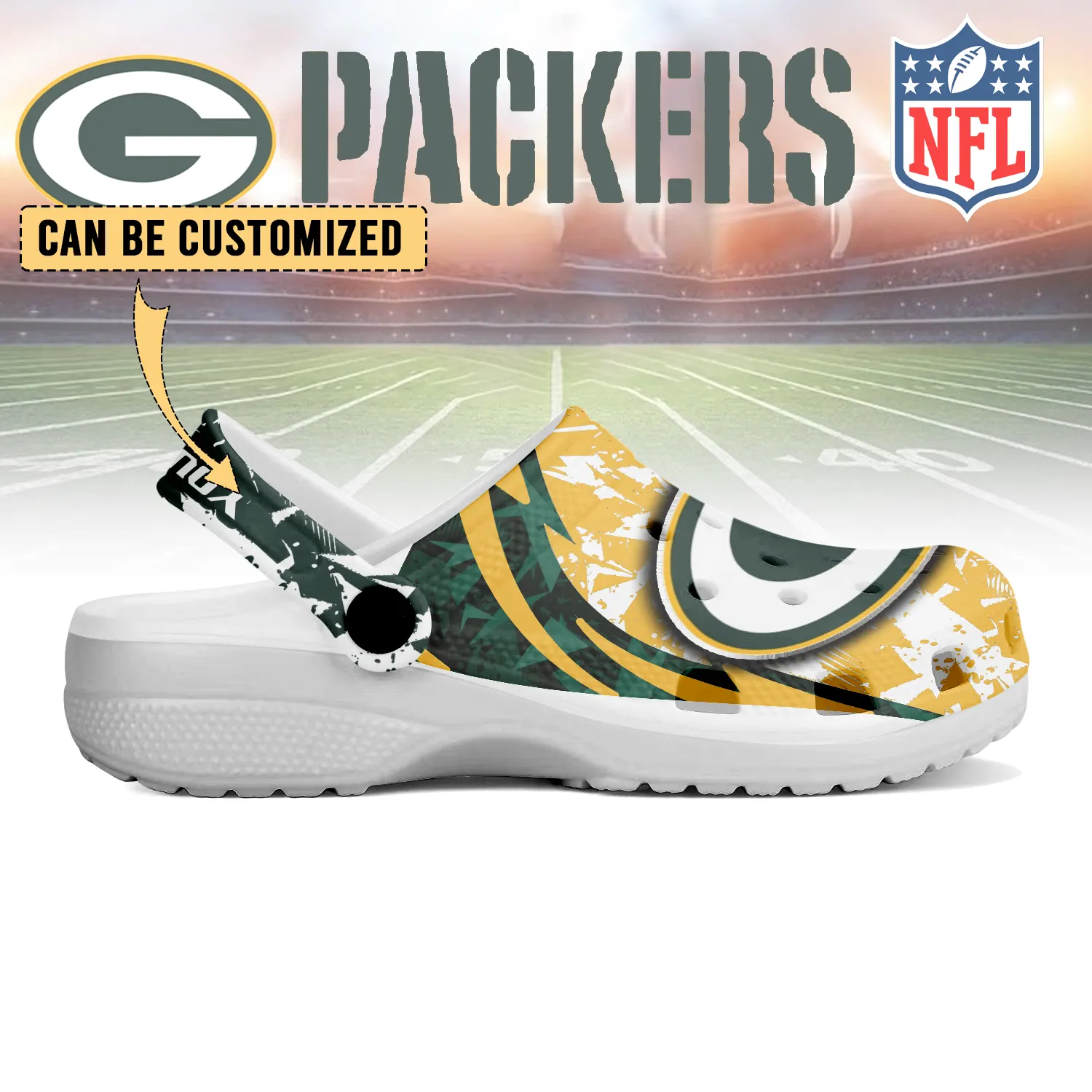Merchidea Green Bay Packers NFL Crocs Crocband Clogs Shoes Comfortable For Men Women and Kids