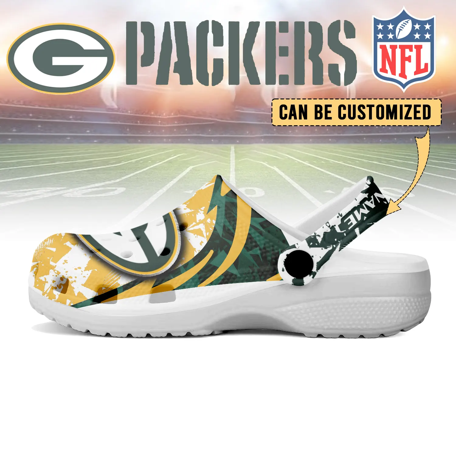 Merchidea Green Bay Packers NFL Crocs Crocband Clogs Shoes Comfortable For Men Women and Kids