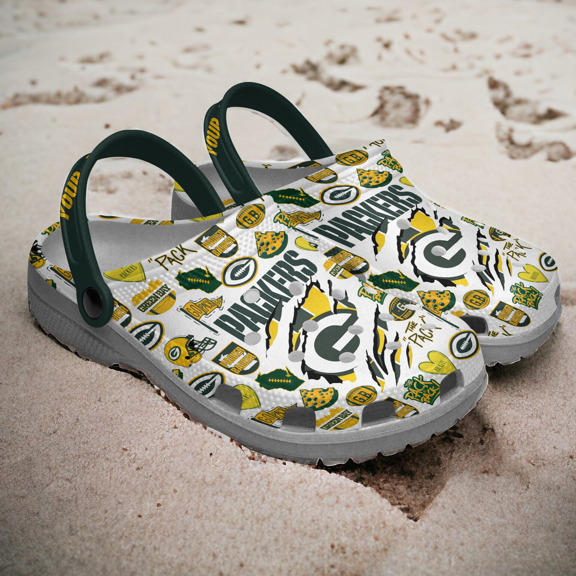 Merchidea Green Bay Packers NFL Sport Crocs Crocband Clogs Shoes Comfortable For Men Women and Kids