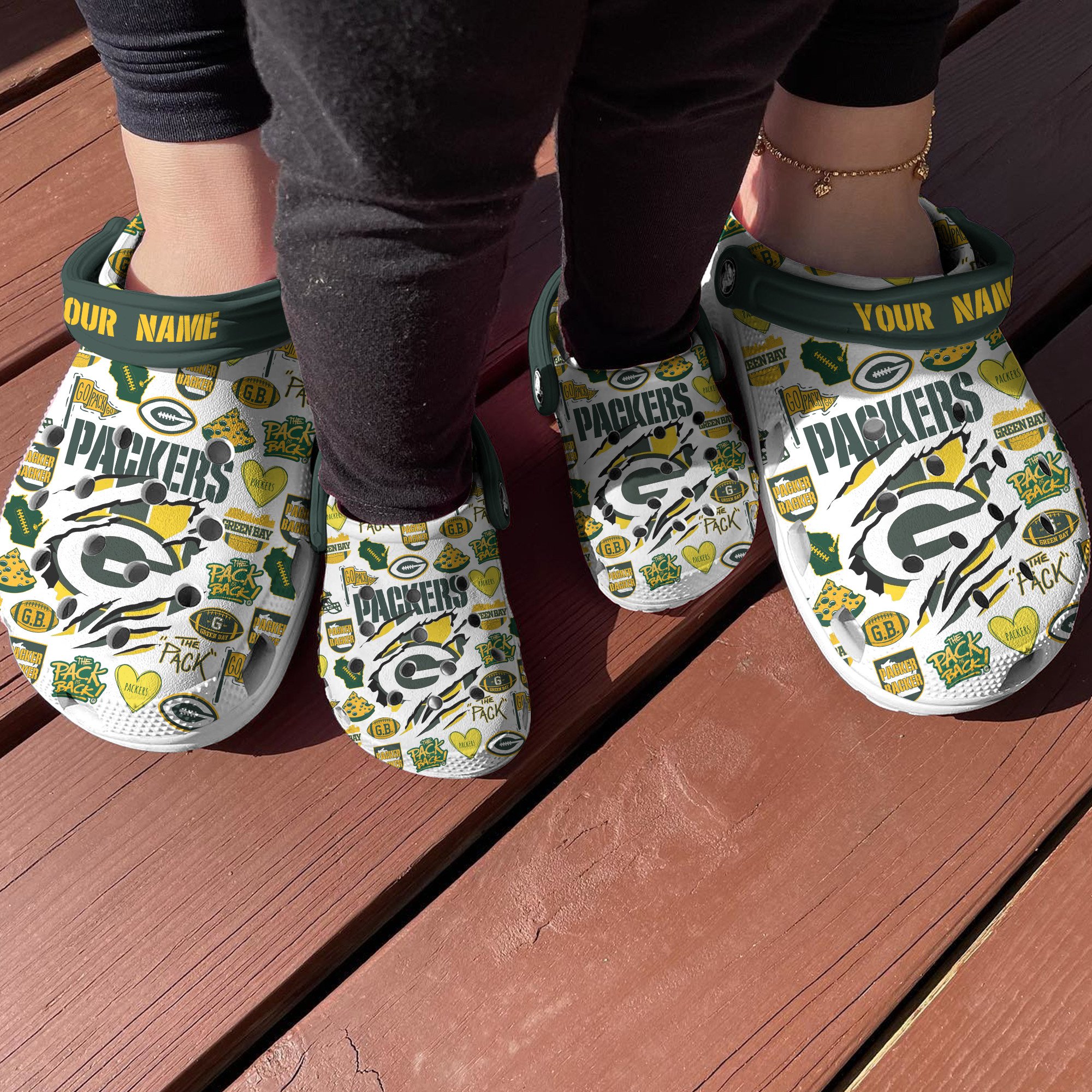 Merchidea Green Bay Packers NFL Sport Crocs Crocband Clogs Shoes Comfortable For Men Women and Kids