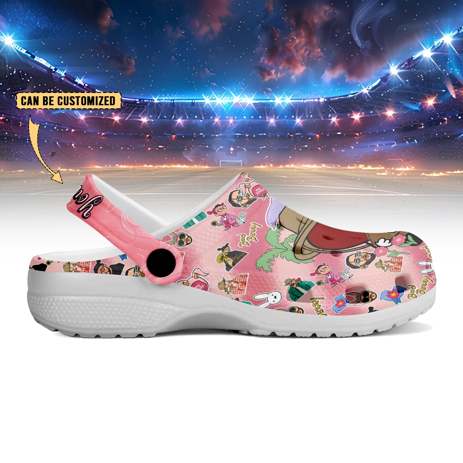 Merchidea Green Bay Packers x Bad Bunny Crocs Crocband Clogs Shoes Comfortable For Men Women and Kids
