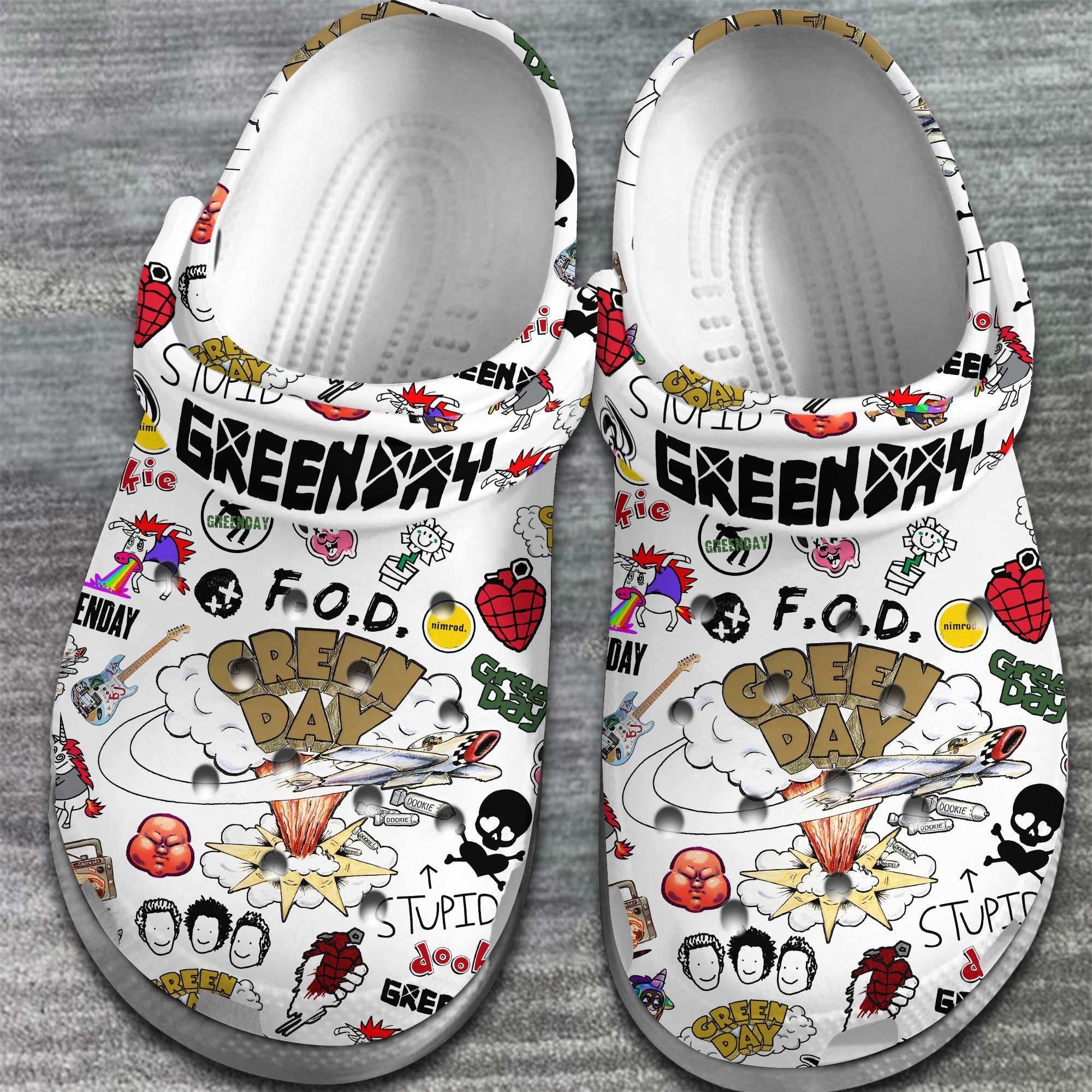 Merchidea Green Day Band Music Crocs Crocband Clogs Shoes Comfortable For Men Women and Kids