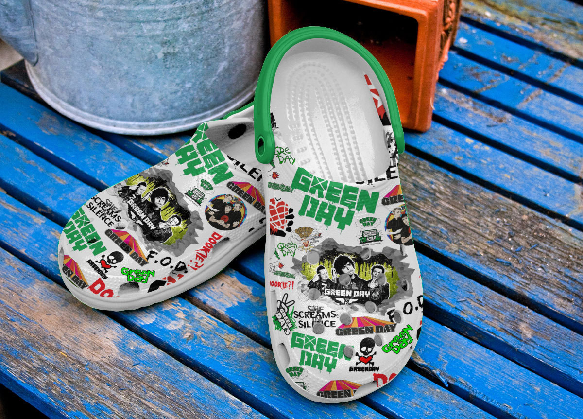 Merchidea Green Day Music Crocs Crocband Clogs Shoes Comfortable For Men Women and Kids