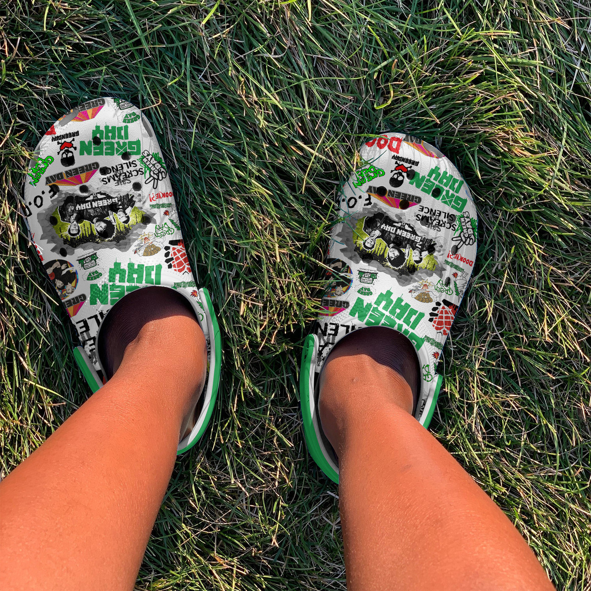 Merchidea Green Day Music Crocs Crocband Clogs Shoes Comfortable For Men Women and Kids