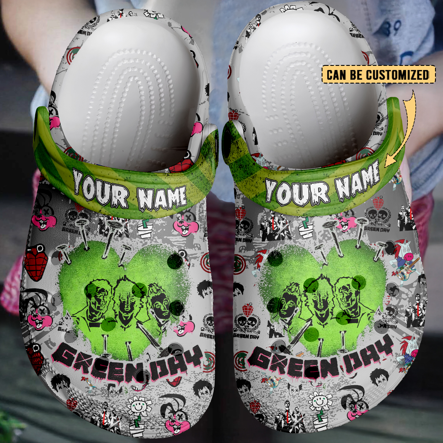 Merchidea Green Day x Halloween Crocs Crocband Clogs Shoes Comfortable For Men Women and Kids