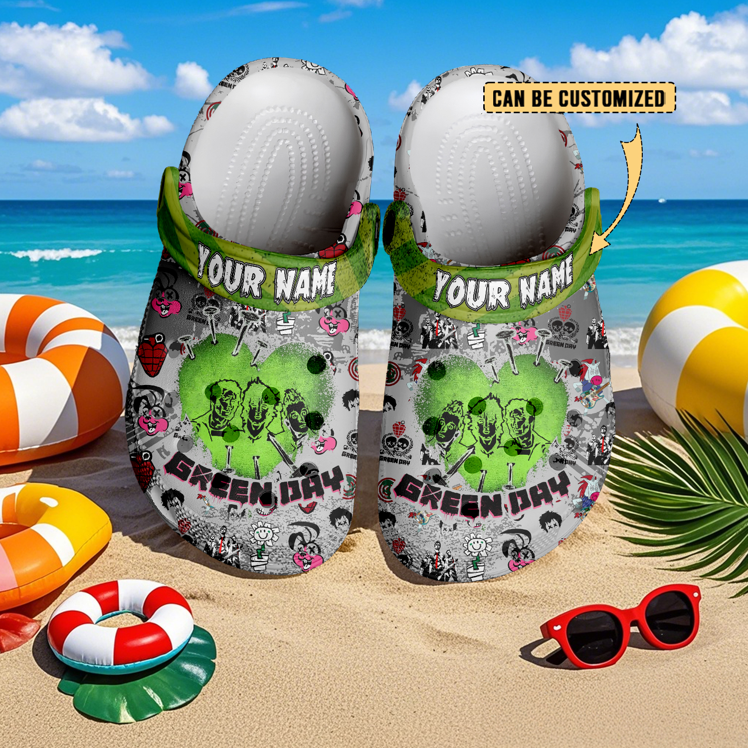 Merchidea Green Day x Halloween Crocs Crocband Clogs Shoes Comfortable For Men Women and Kids