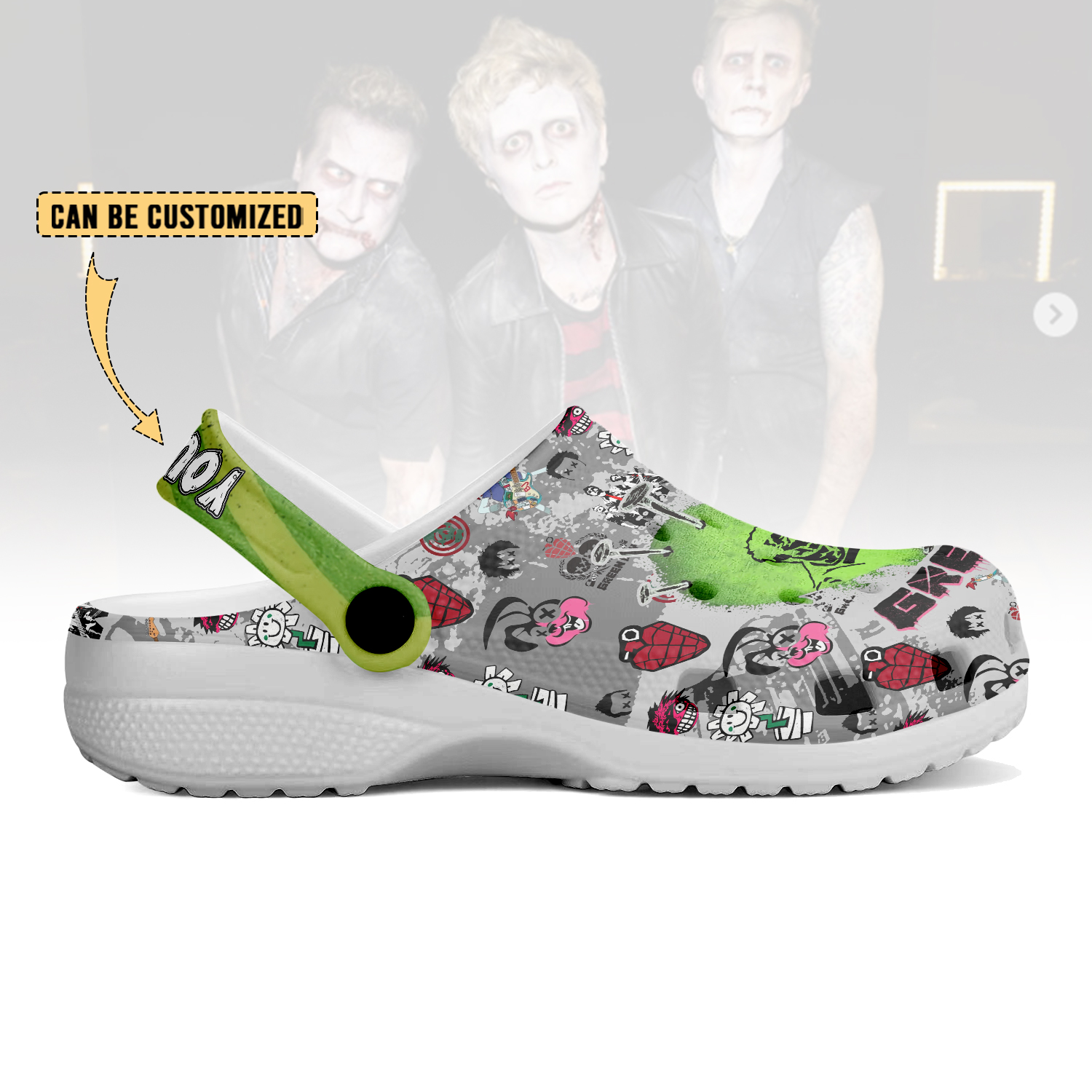 Merchidea Green Day x Halloween Crocs Crocband Clogs Shoes Comfortable For Men Women and Kids