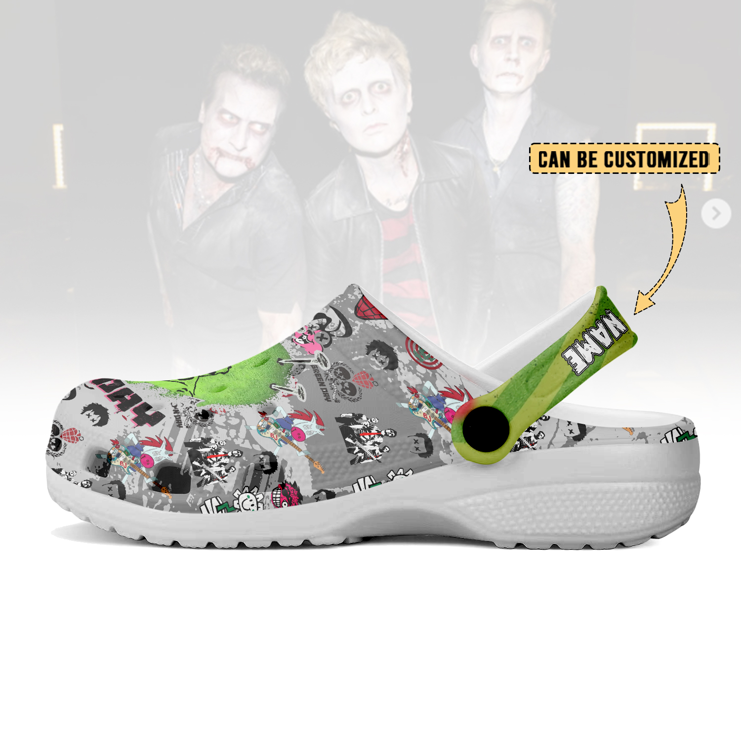Merchidea Green Day x Halloween Crocs Crocband Clogs Shoes Comfortable For Men Women and Kids