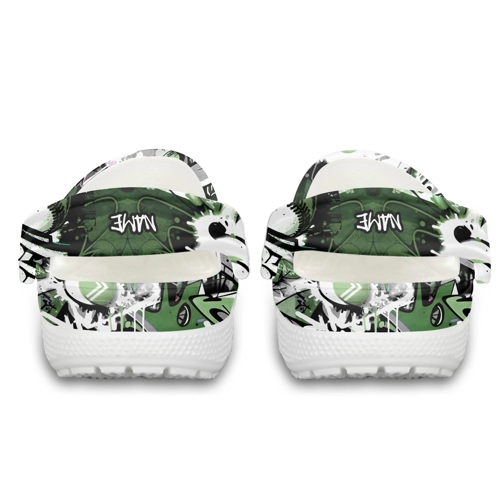 Merchidea Green Graffiti Baseball Sport Crocs Crocband Clogs Shoes Comfortable For Men Women and Kids