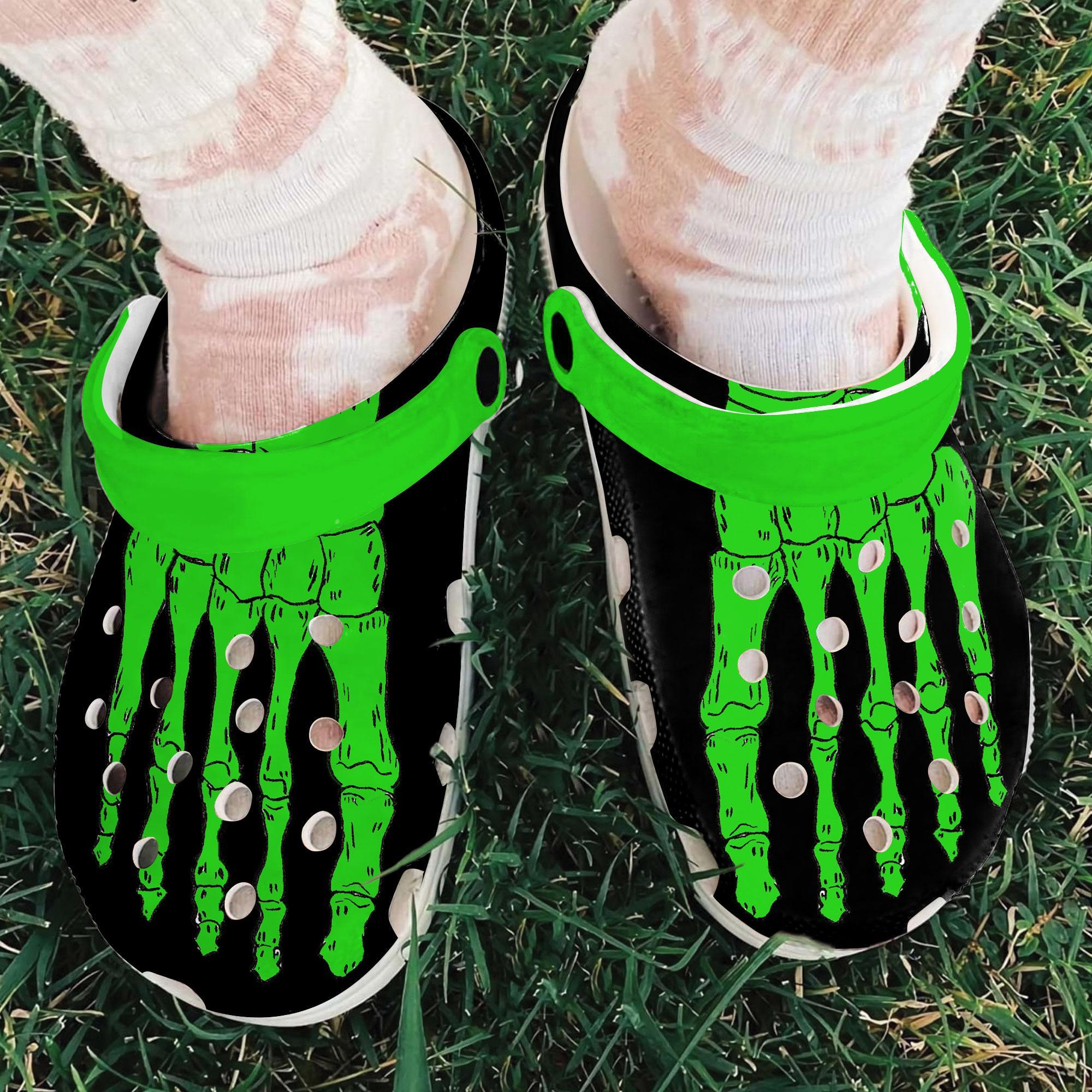 Merchidea Green Skeleton Crocs Crocband Clogs Shoes Comfortable For Men Women and Kids