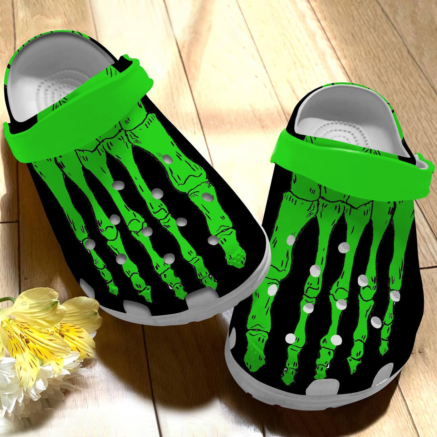 Merchidea Green Skeleton Crocs Crocband Clogs Shoes Comfortable For Men Women and Kids