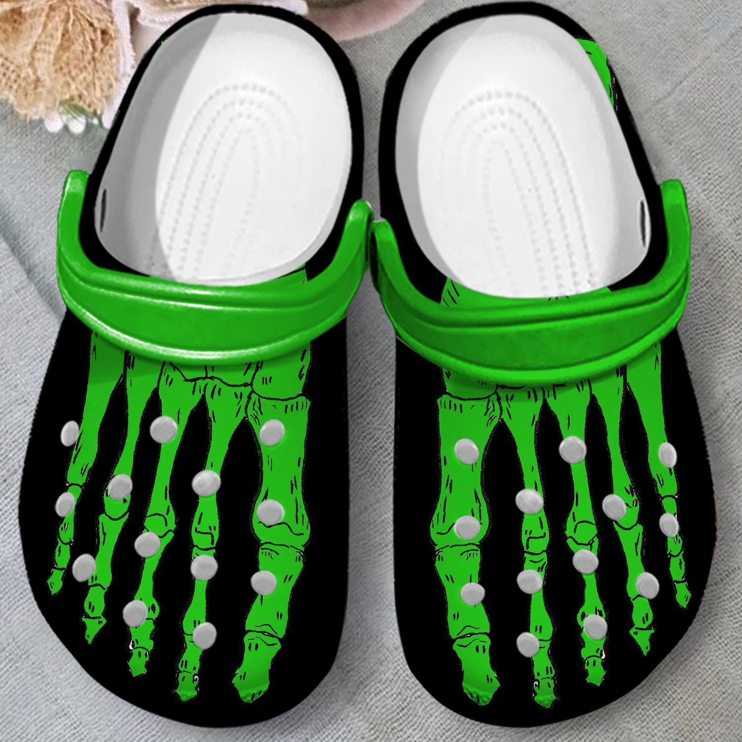 Merchidea Green Skeleton Crocs Crocband Clogs Shoes Comfortable For Men Women and Kids