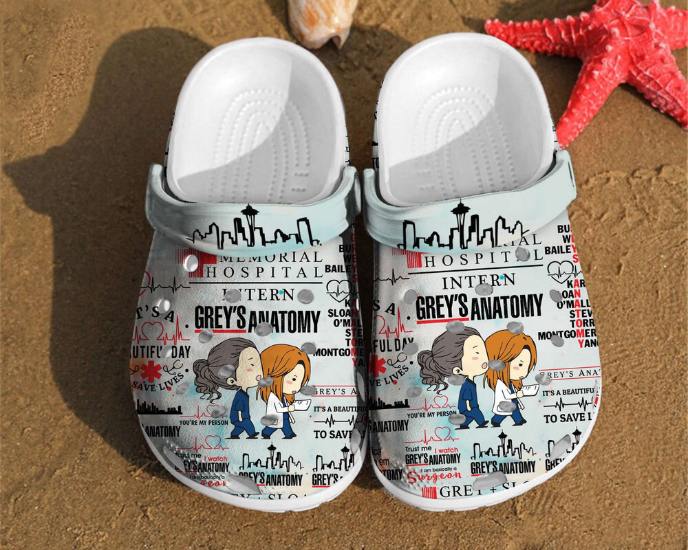 Merchidea Grey Anatomy Nurse Pattern Comfortable Rubber clog Shoes Comfy Footwear
