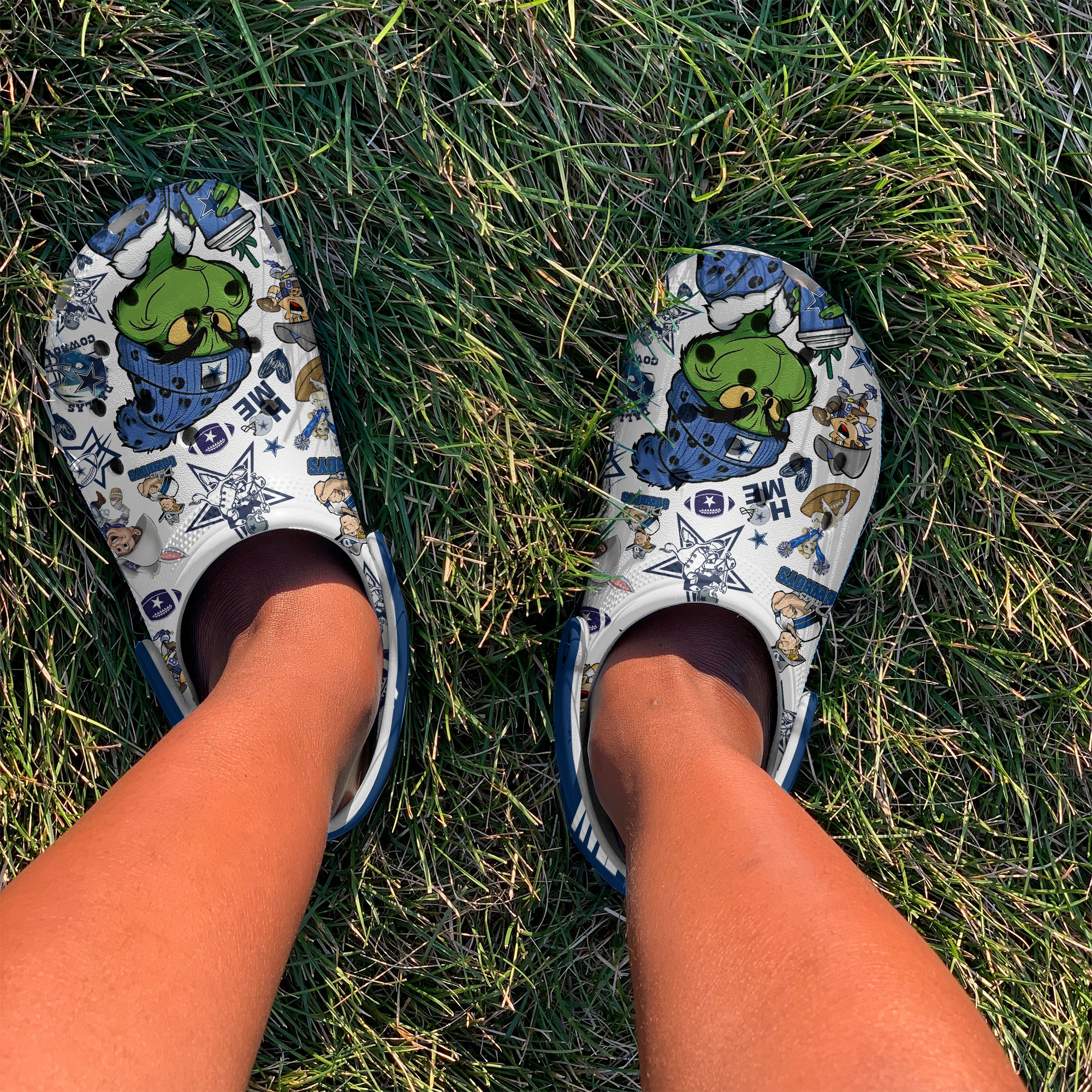 Merchidea Grinch Dallas Cowboys NFL Sport Crocs Crocband Clogs Shoes Comfortable For Men Women and Kids