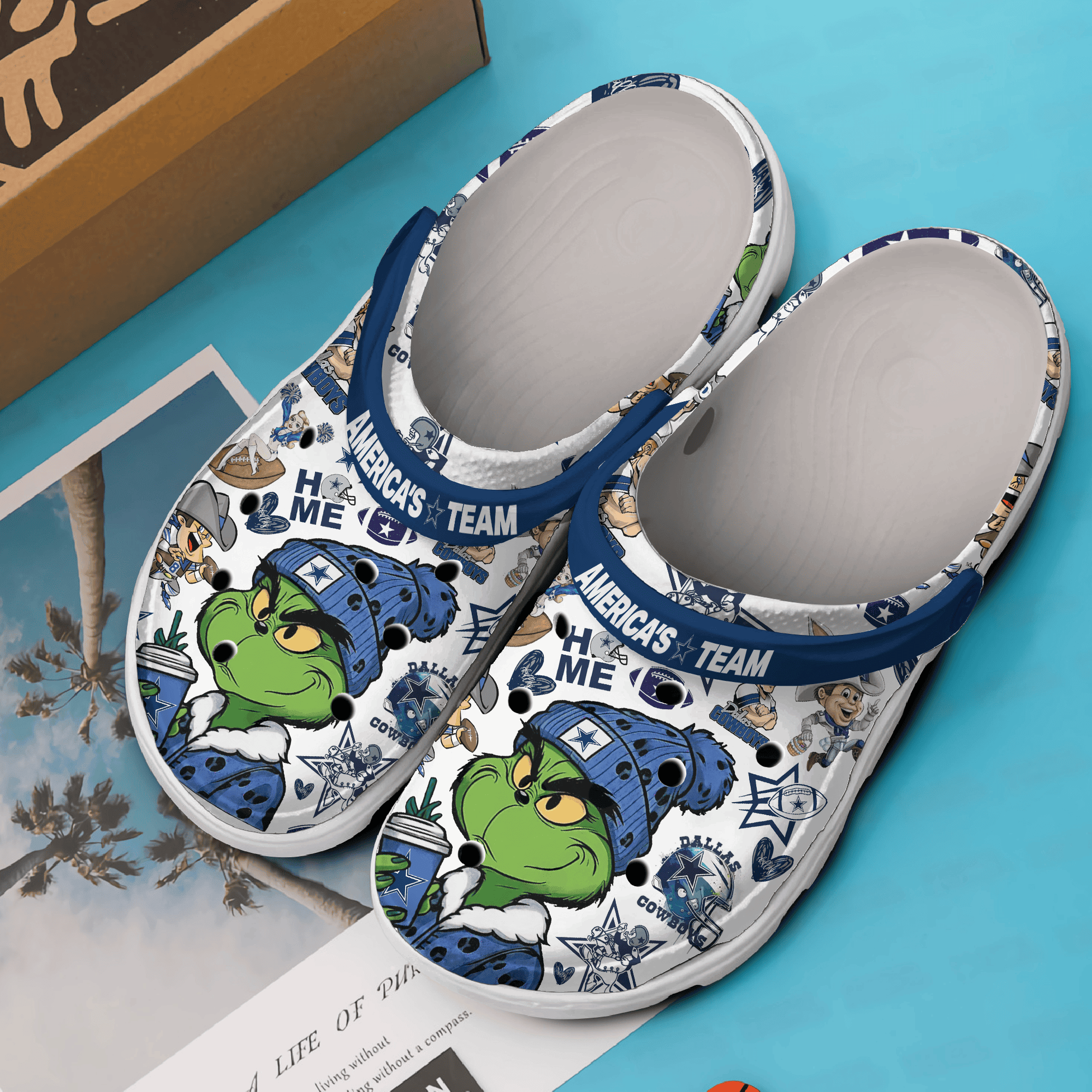 Merchidea Grinch Dallas Cowboys NFL Sport Crocs Crocband Clogs Shoes Comfortable For Men Women and Kids