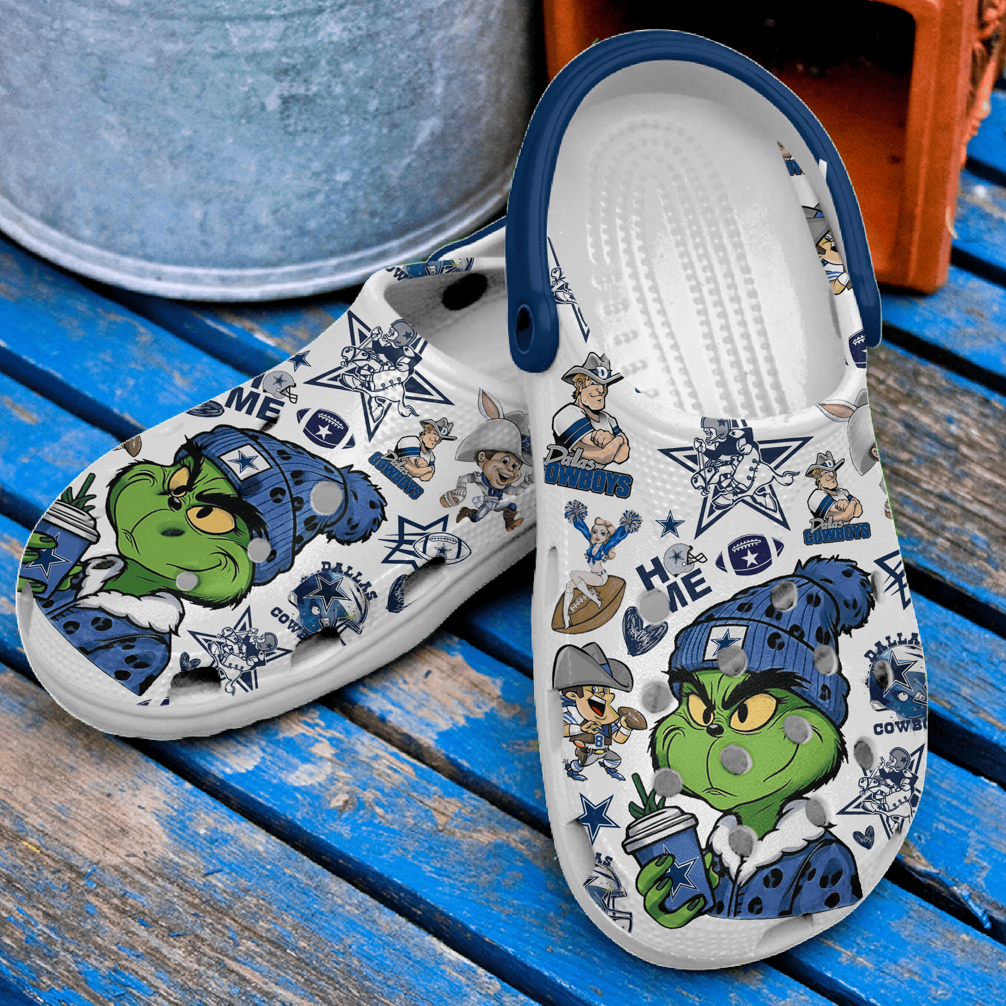 Merchidea Grinch Dallas Cowboys NFL Sport Crocs Crocband Clogs Shoes Comfortable For Men Women and Kids