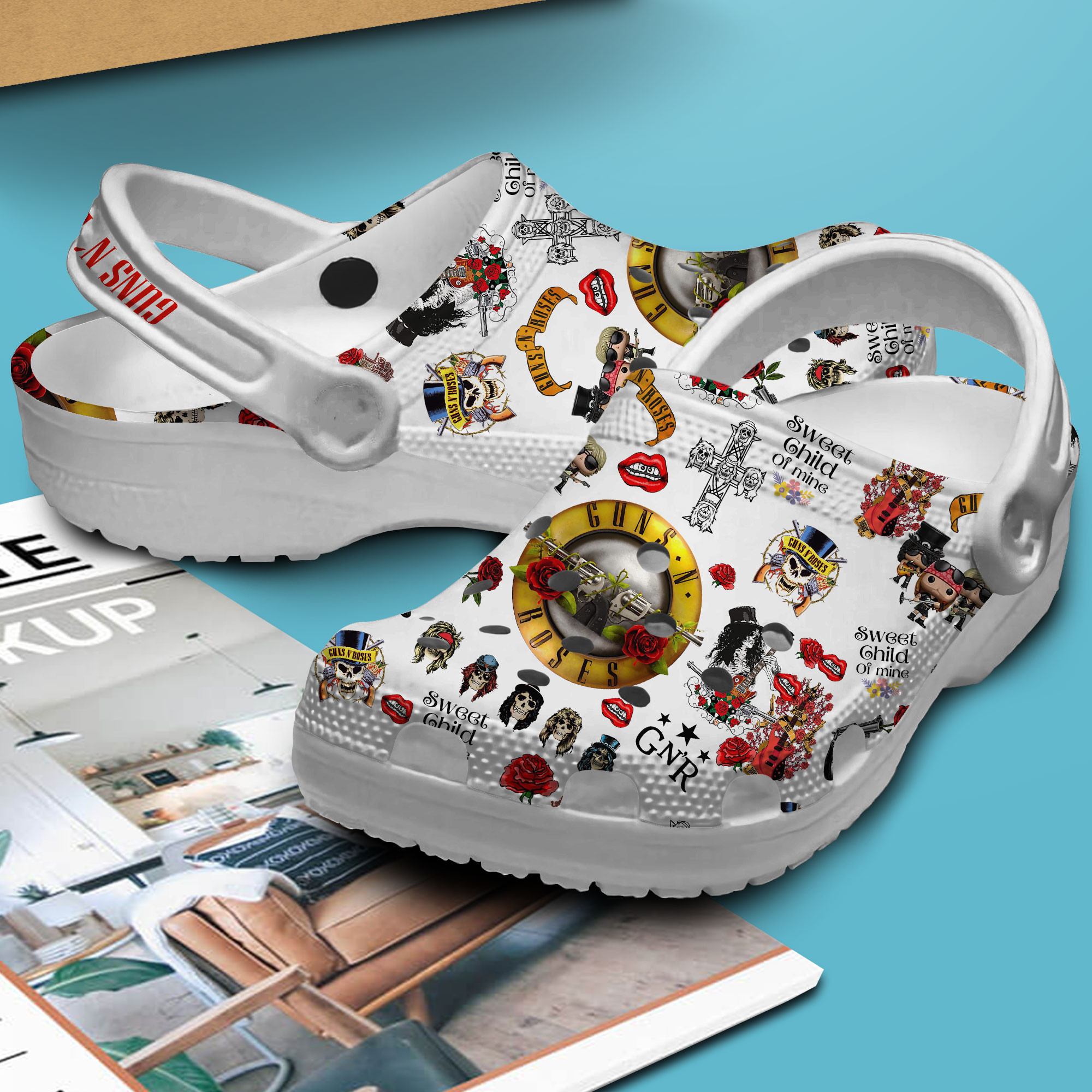 Merchidea Gun N' Roses Music Crocs Crocband Clogs Shoes Comfortable For Men Women and Kids