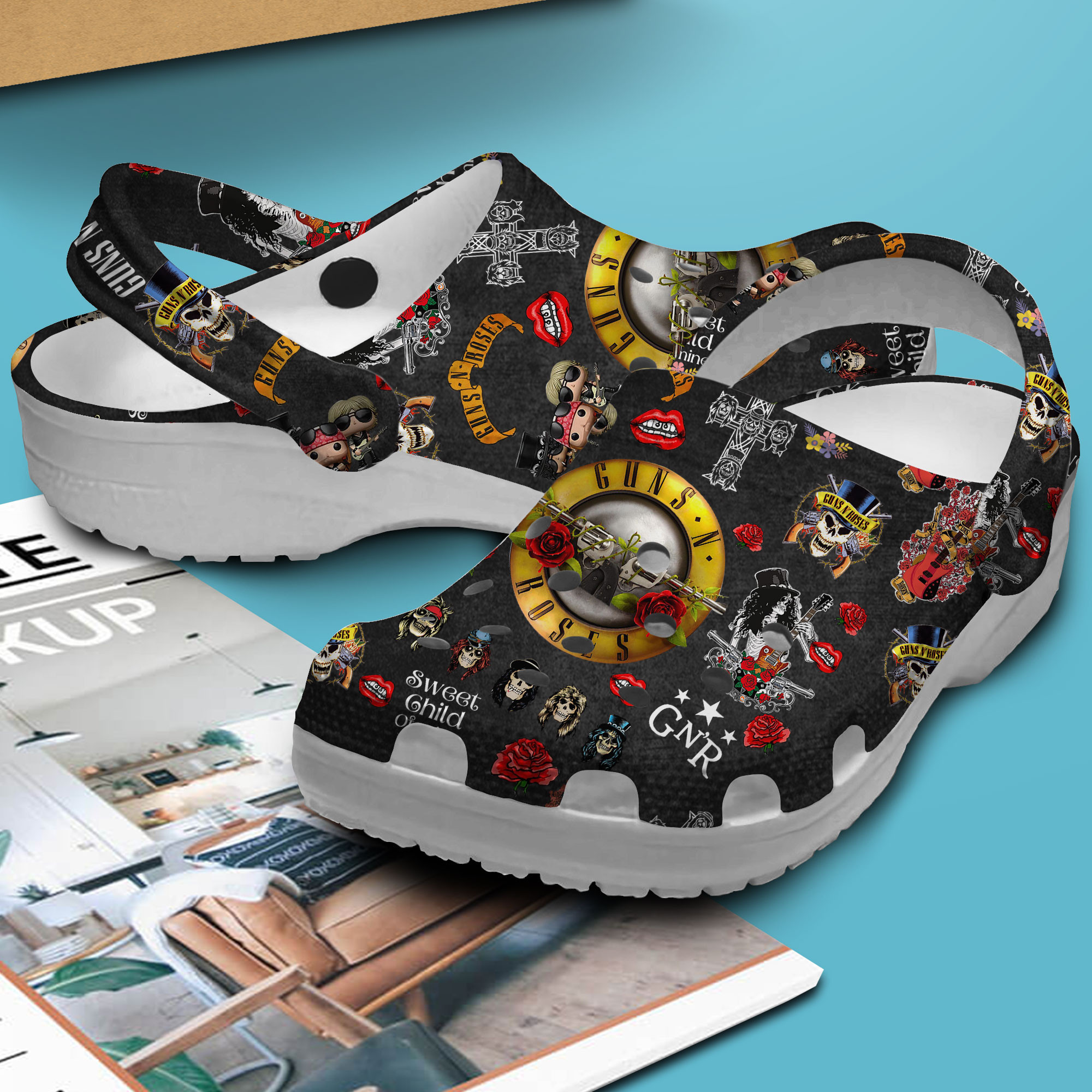 Merchidea Gun N' Roses Music Crocs Crocband Clogs Shoes Comfortable For Men Women and Kids