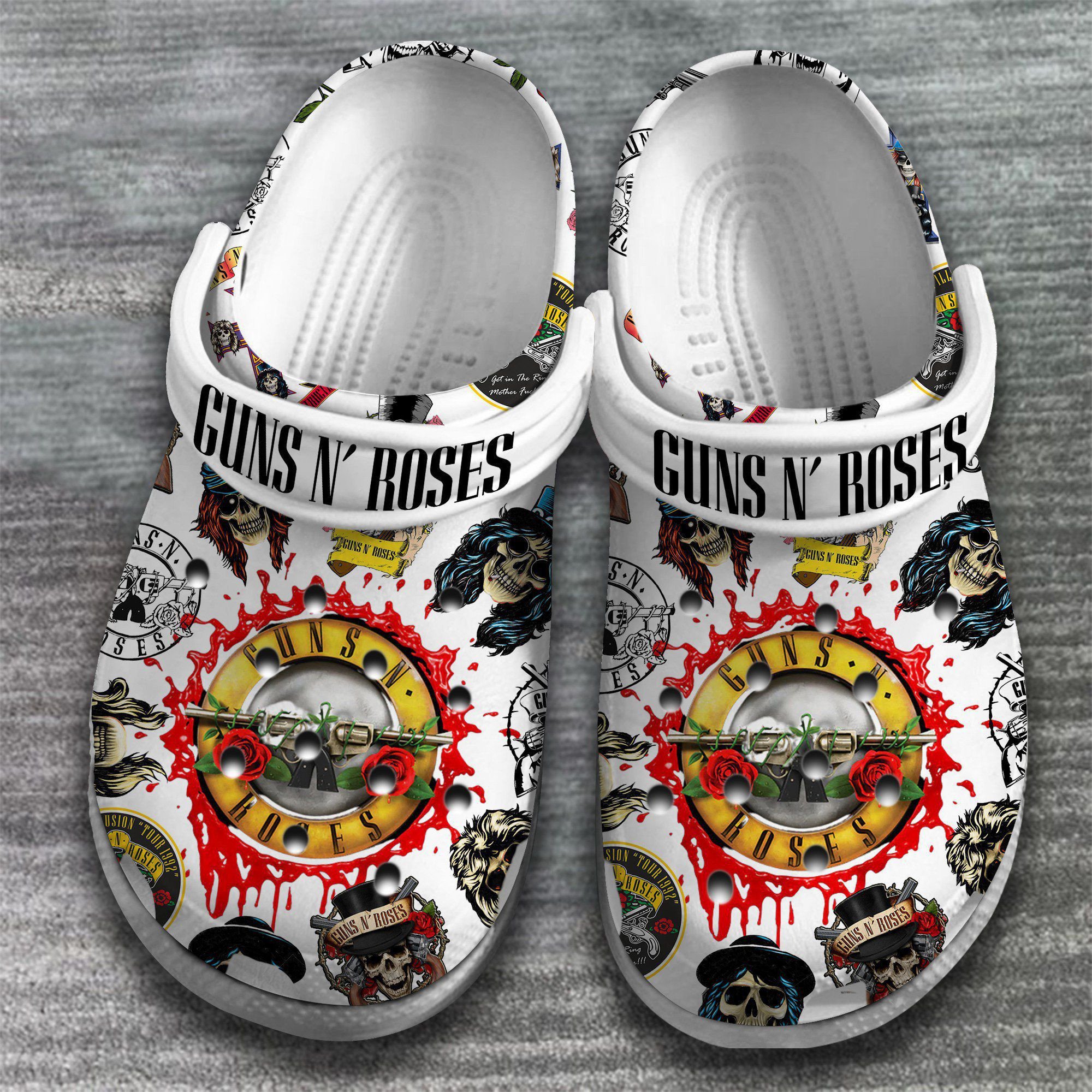 Merchidea Guns N Rose Music Band Crocs Crocband Clogs Shoes Comfortable For Men Women and Kids