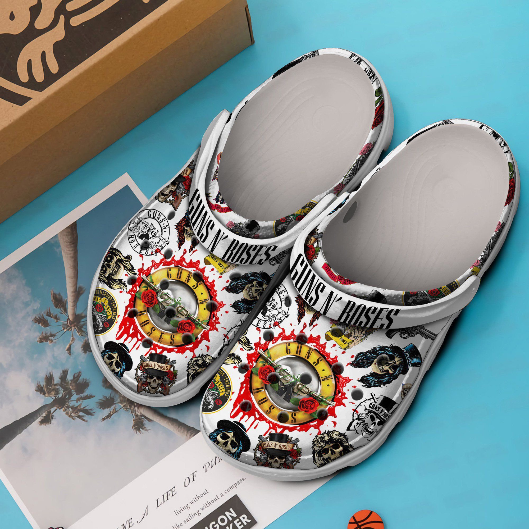 Merchidea Guns N Rose Music Band Crocs Crocband Clogs Shoes Comfortable For Men Women and Kids