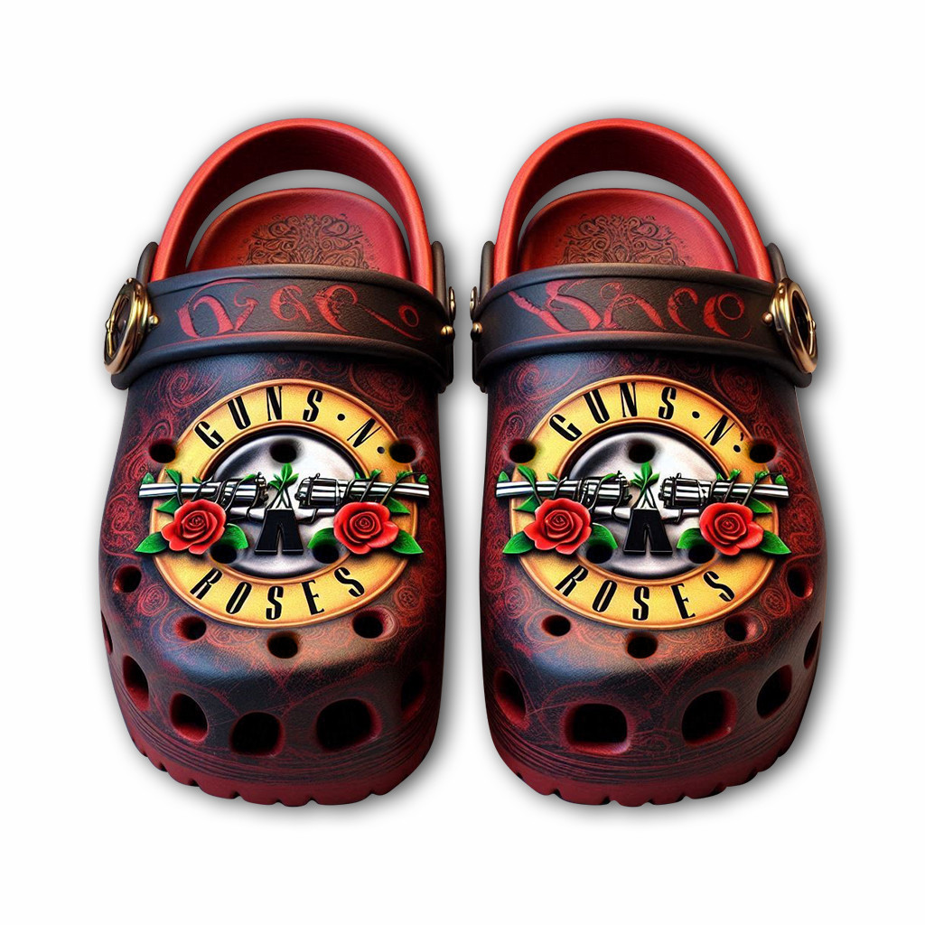 Merchidea Guns N’ Roses Band Music Crocs Crocband Clogs Shoes Comfortable For Men Women and Kids
